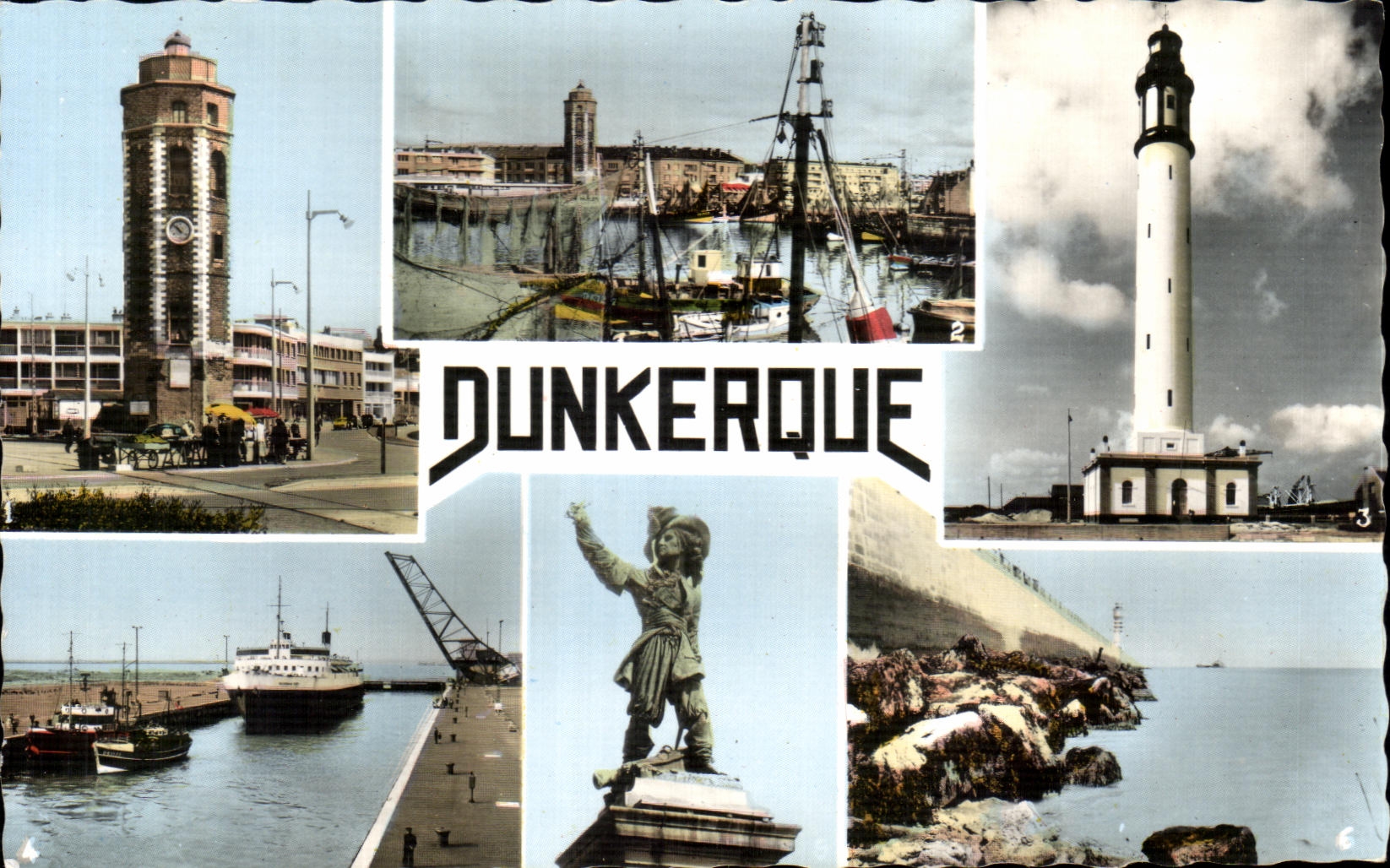 CPA Dunkerque Place du Minck Le phare Port Jean Bart