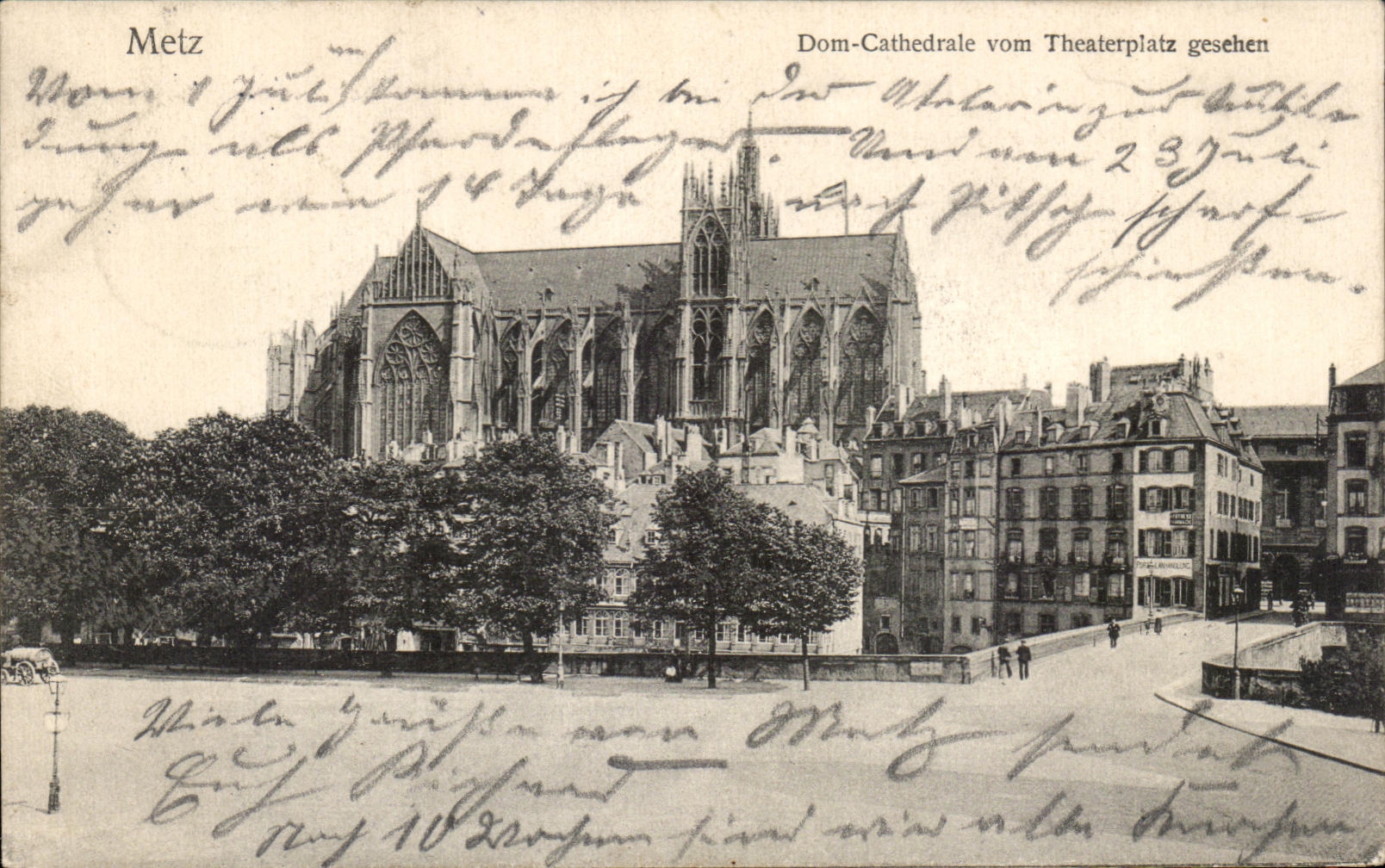 CPA Metz Dom Cathedrale Vom Theaterplatz gesehen