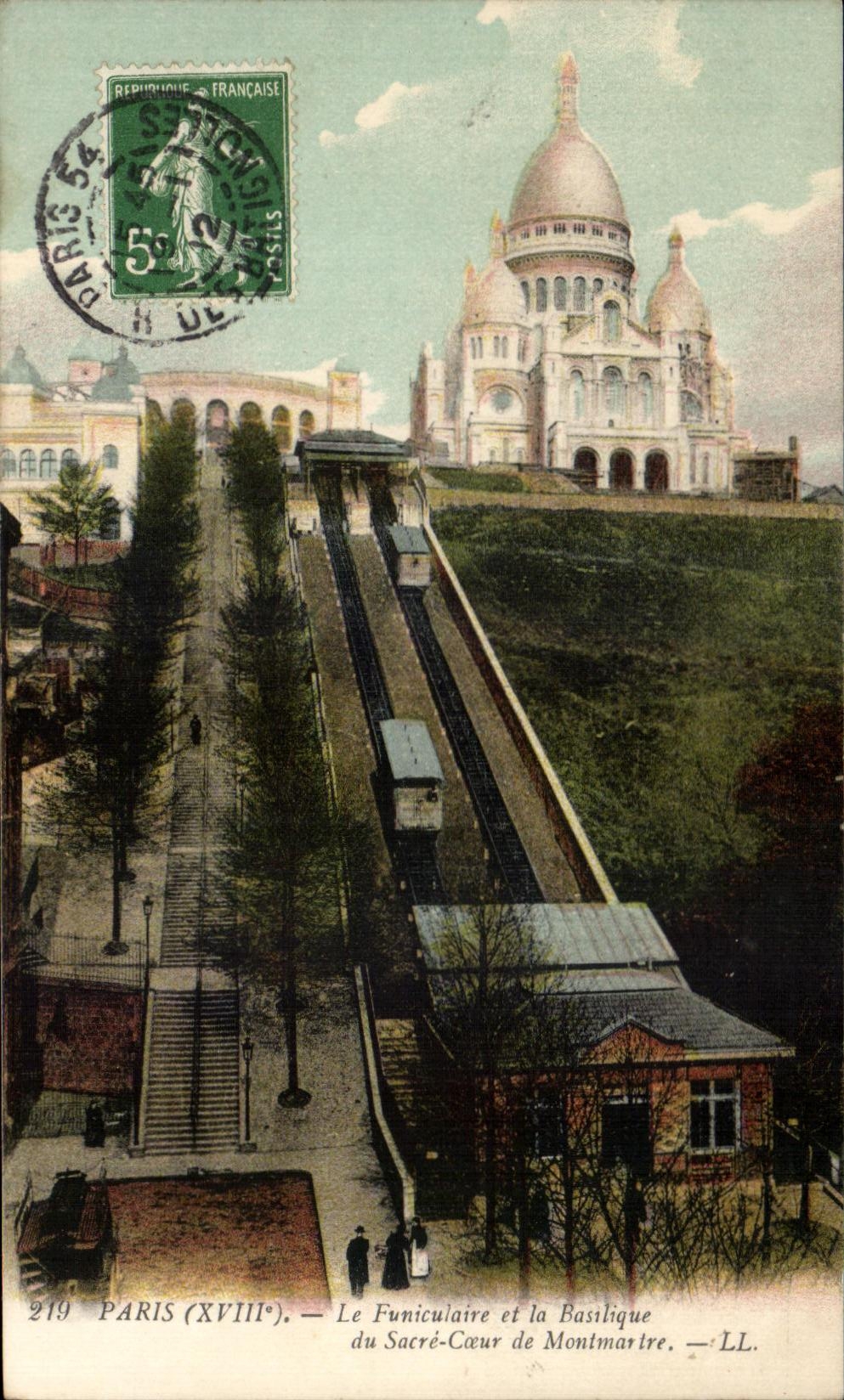 CPA Paris the funicular and the Basilica of the Sacring Heart of Montmartre
