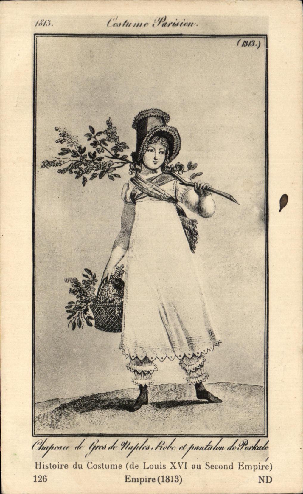 CPA Costume Parisien Histoire du costume de Louis XVI au Second empire Empire 1813 