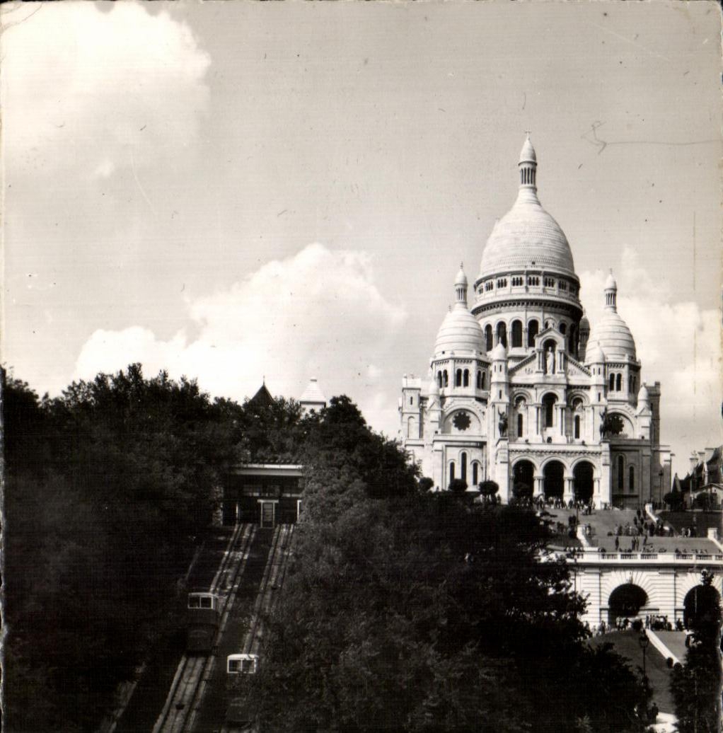 CPA Paris the Basilica of the Sacring Heart and the Funicular of Montmartre