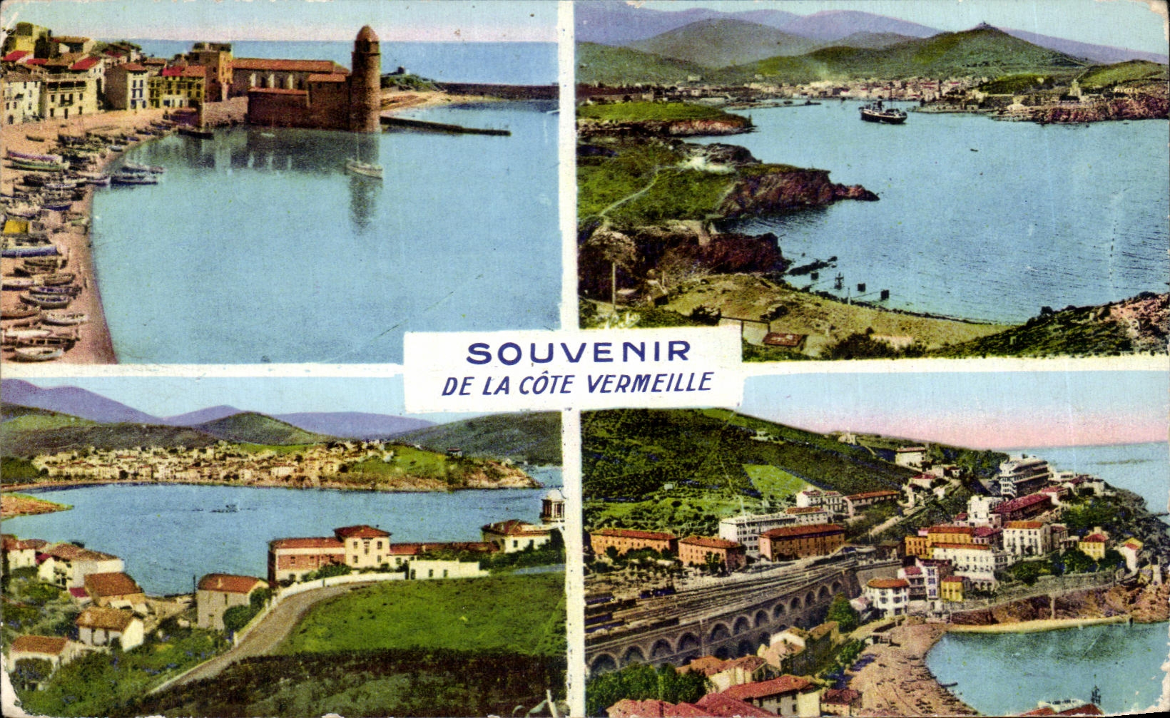CPA Souvenir De La Cote Vermeille Collioure Port VEndres Banyuls sur Mer Cerbere