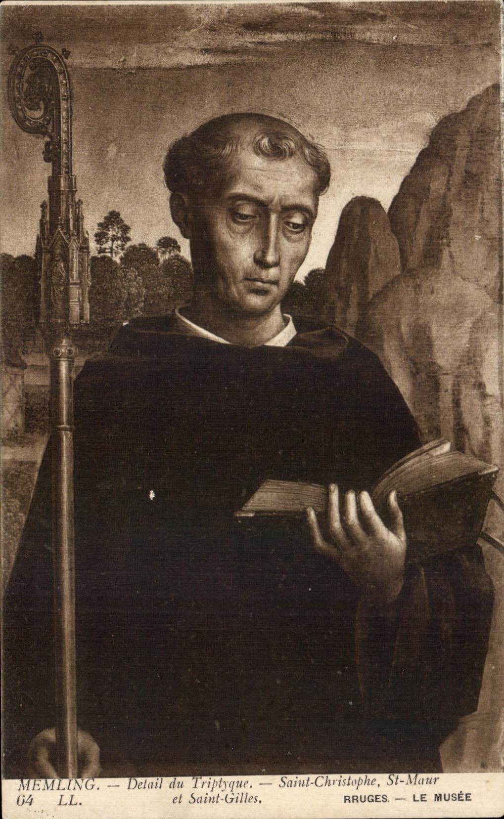 CPA Memling Detail du Triptyque Saint Christophe St Maur et Saint Gilles Pruges Le Musee