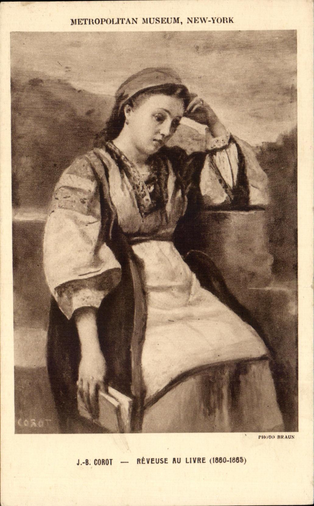 CPA Corot Reveuse Au Livre Metropolitan Museum New York