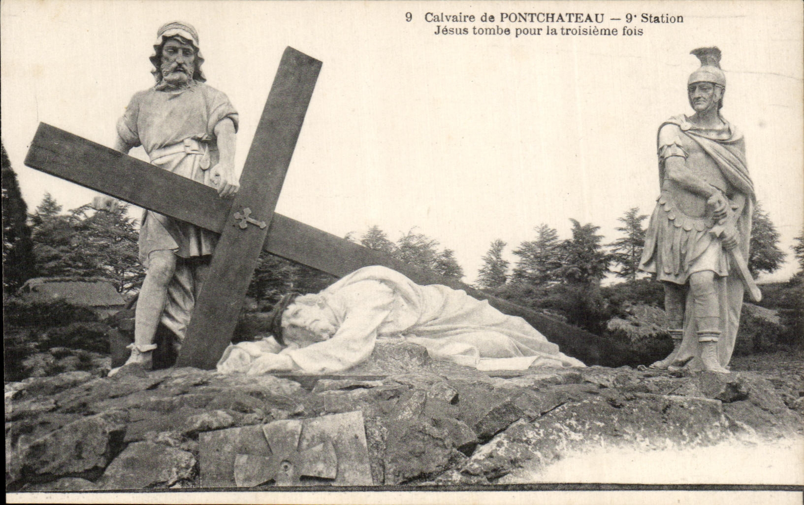 CPA Calvaire of Pontchateau 9 Jesus Station fall for the third time