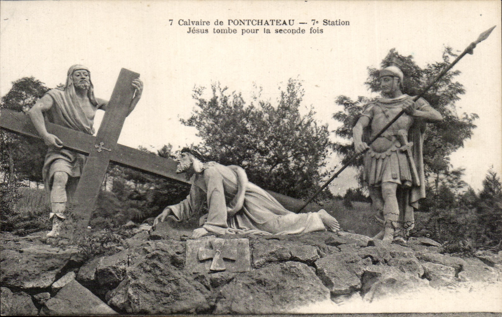 CPA Calvaire of Pontchateau 7 Jesus Station fall for ls second time