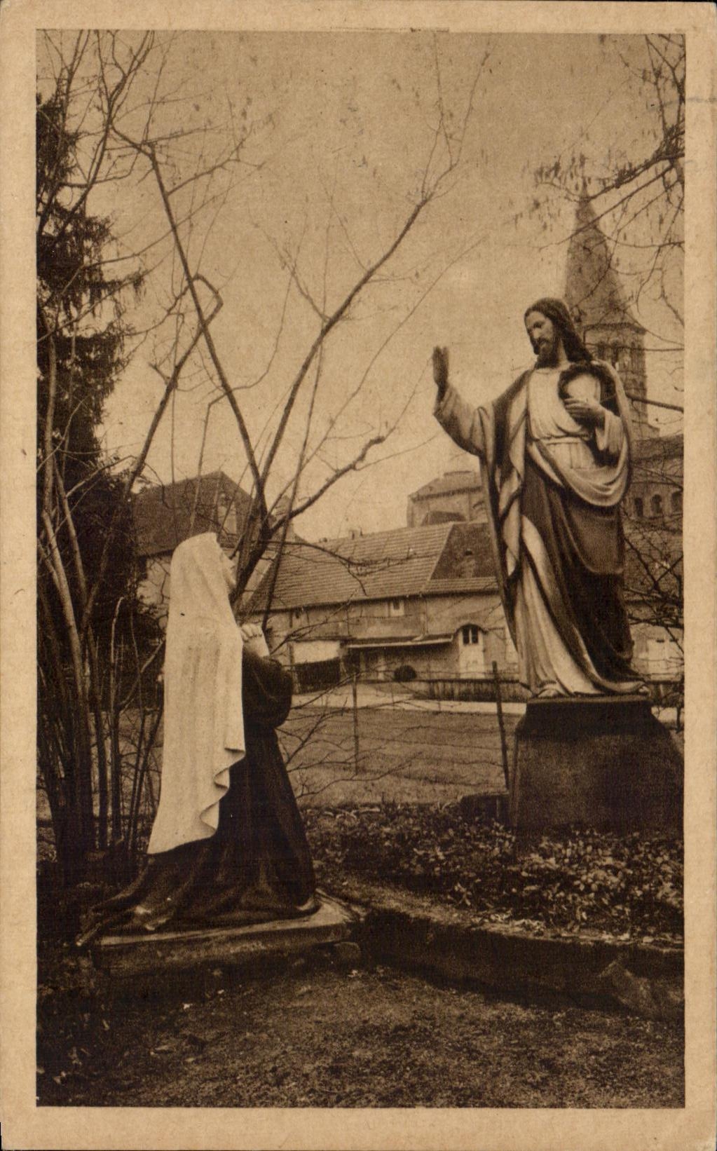 CPA Paray Le Monial Jardin du Monastere de la Visitation Bosquet de no setlers ou curent Leu lcs apparitions qui precederent la Protession de Salnte Marguertte Mario le 6 novembre 1672