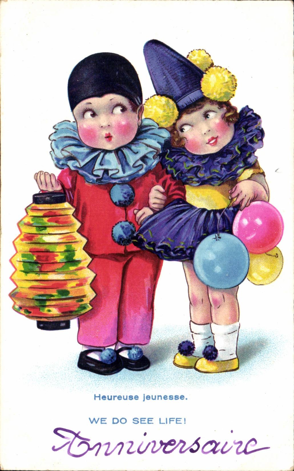 CPA Heureuse Jeunesse We Do See Life Clown