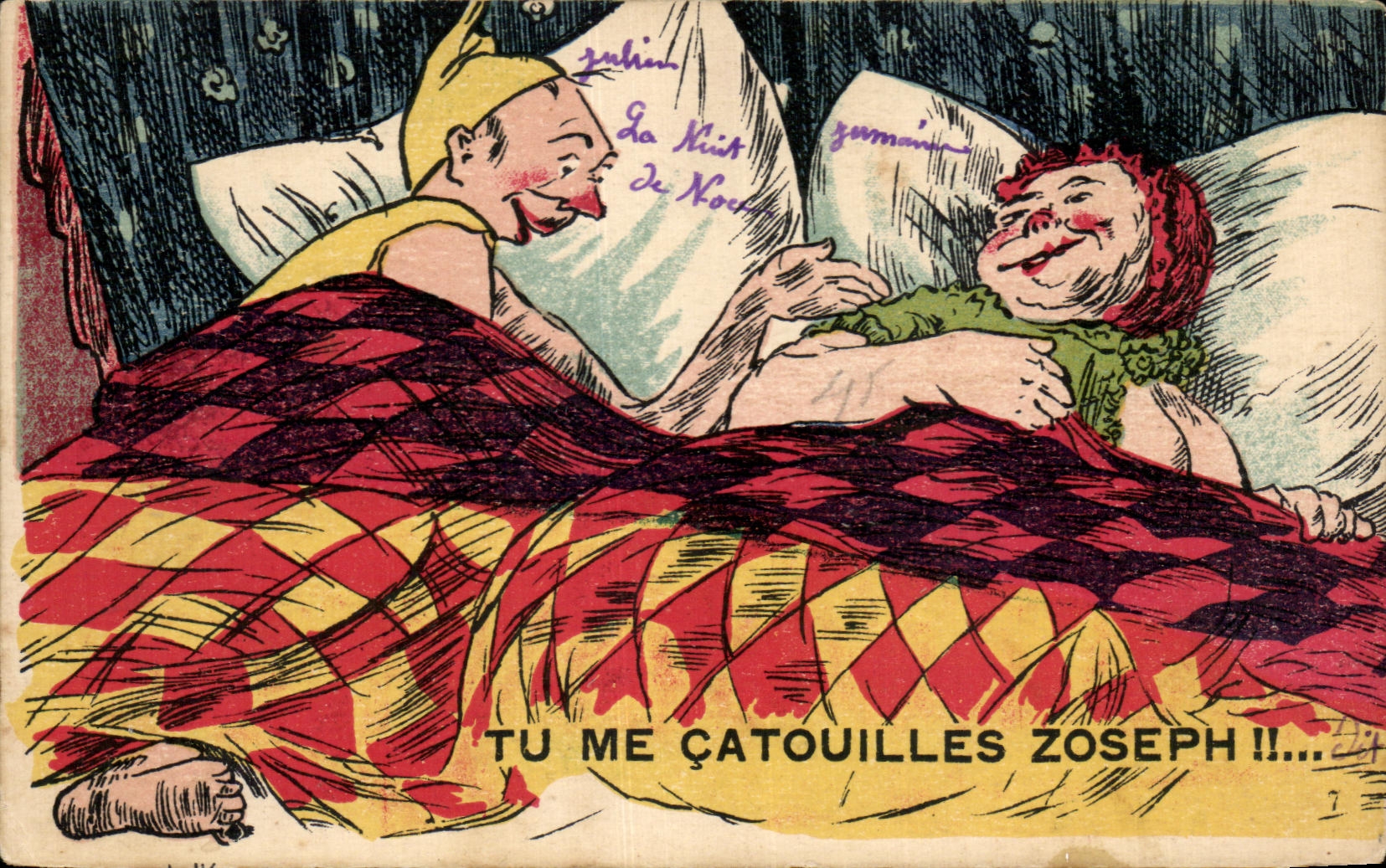 CPA Tu Me Catouilles Zoseph Couple Humour 