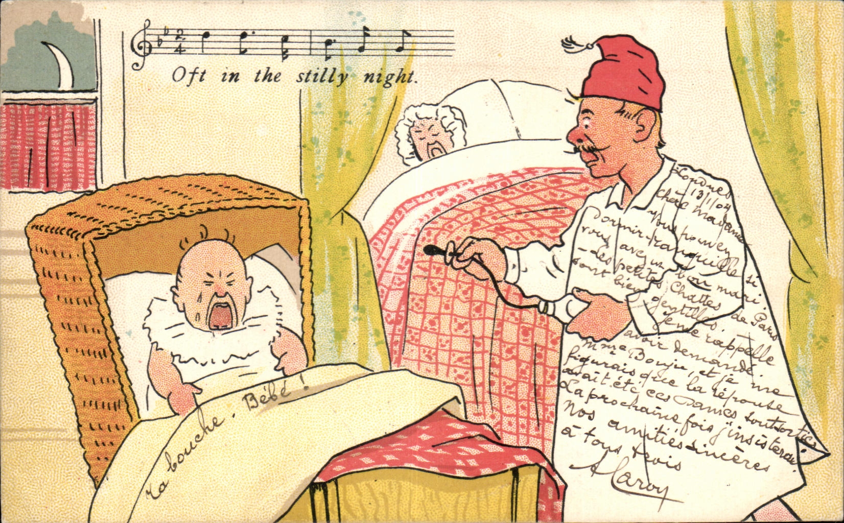 CPA Oft in stilly night Homme et enfant Humour