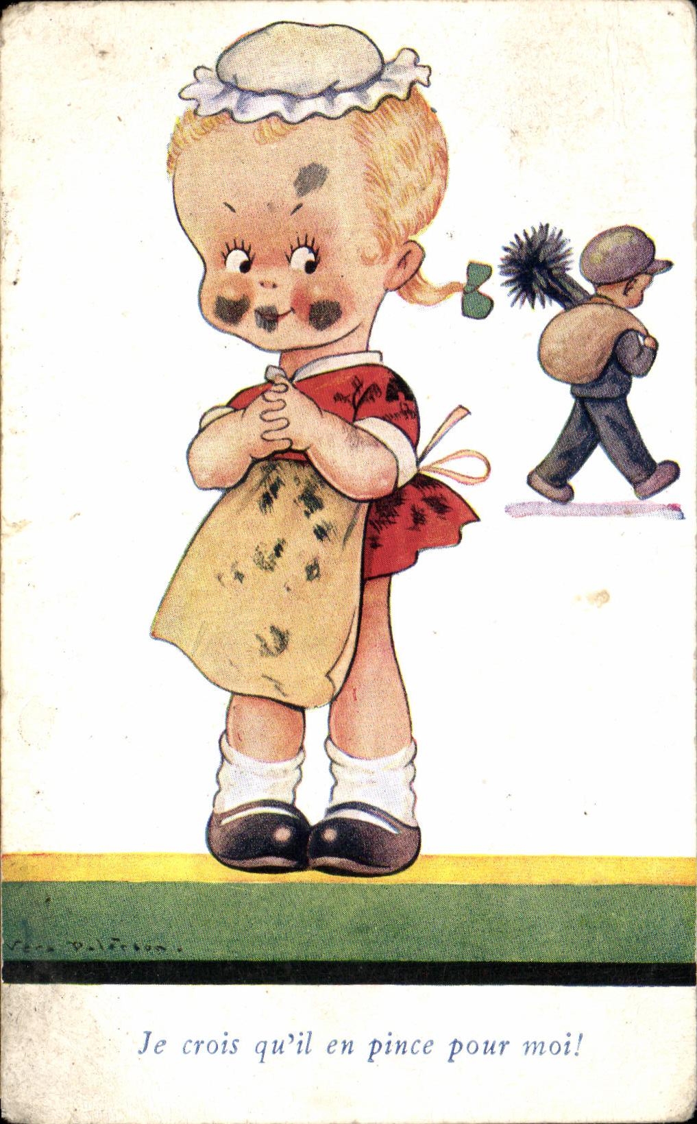 CPA Je crois qu il en pince pour moi Humour Enfant