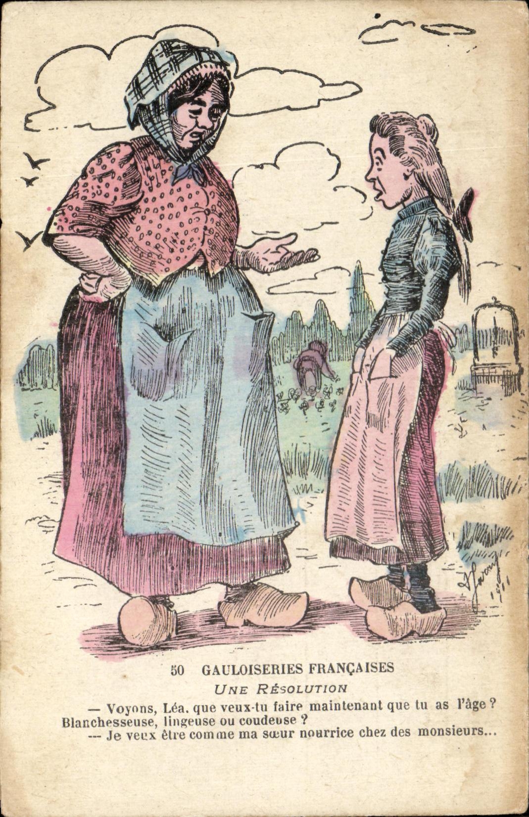 CPA Gauloiseries Francaises Une Resolution Humour 