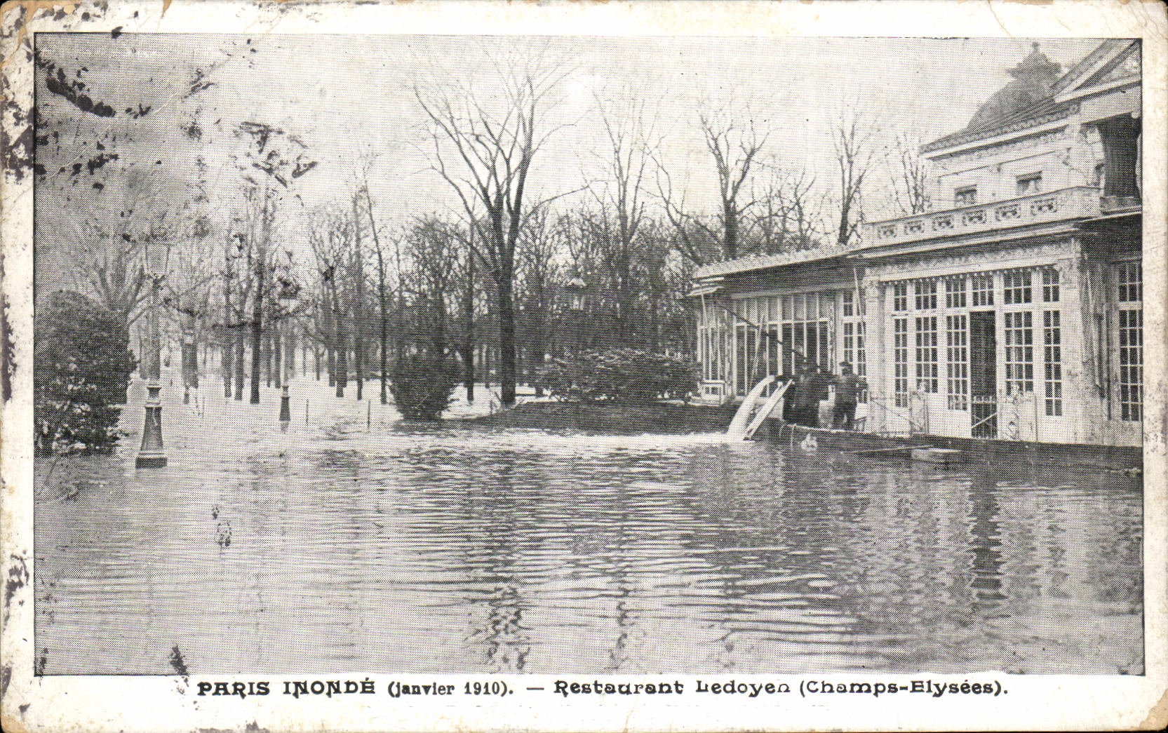 CPA Paris Floods Restaurant Ledoyen Champs elysees