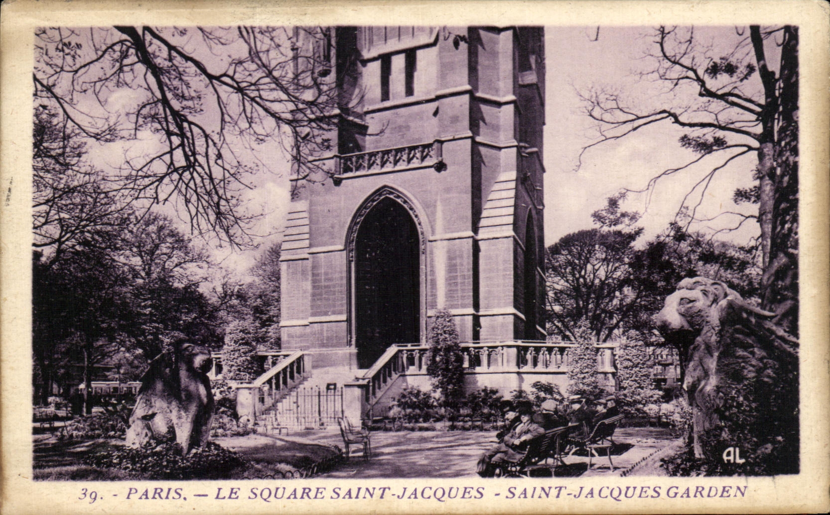 CPA Paris the Public garden Saint Jacques Saint Jacques Garden Lion