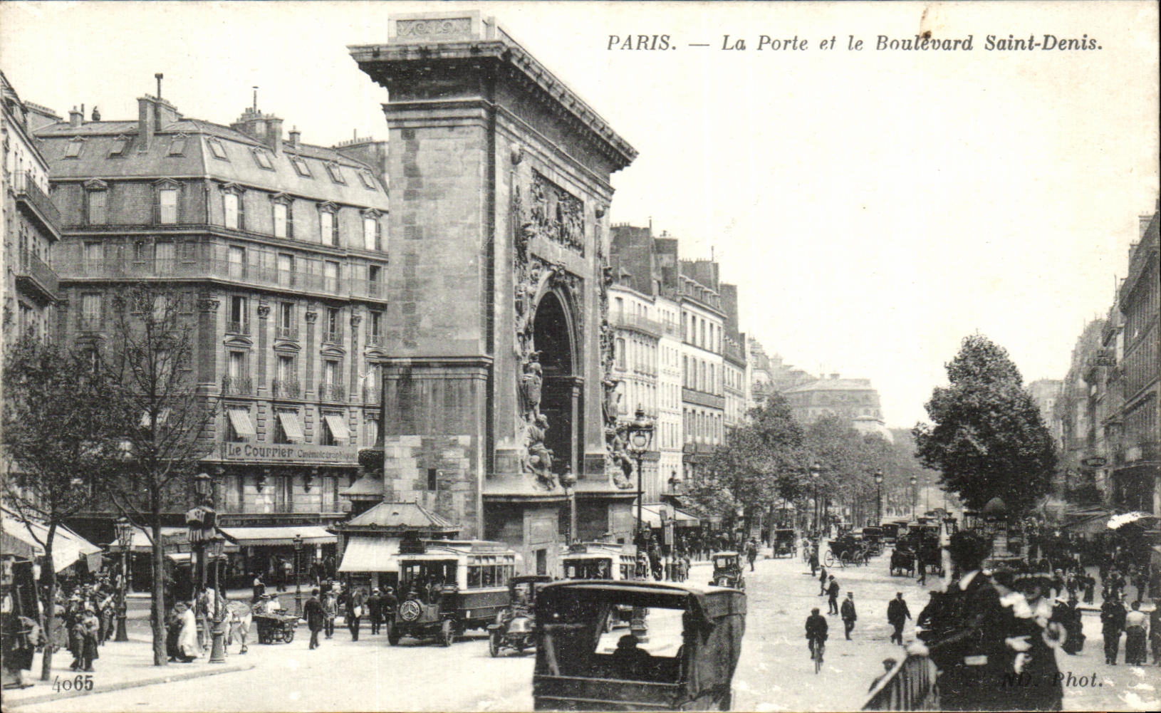 CPA Paris La Porte et le Boulevard Saint Denis