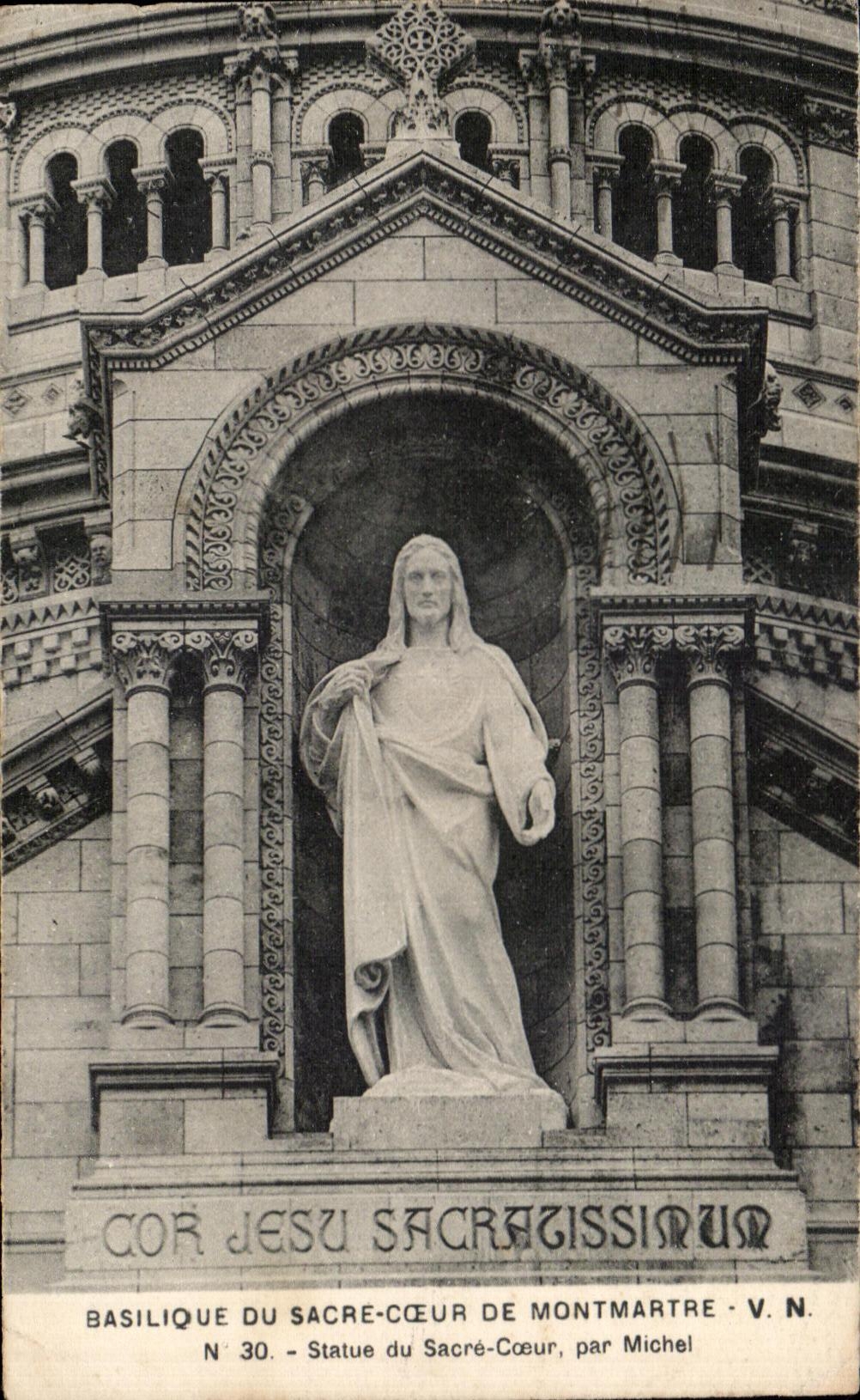 CPA Basilique Du Sacre Coeur De Montmartre No 30 Statue du Sarcre Coeur Par Michel