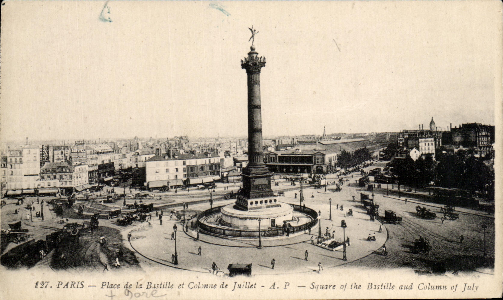 CPA Paris Place de la Bastille et Colonne de Juillet Square of the Bastille aud Column of July