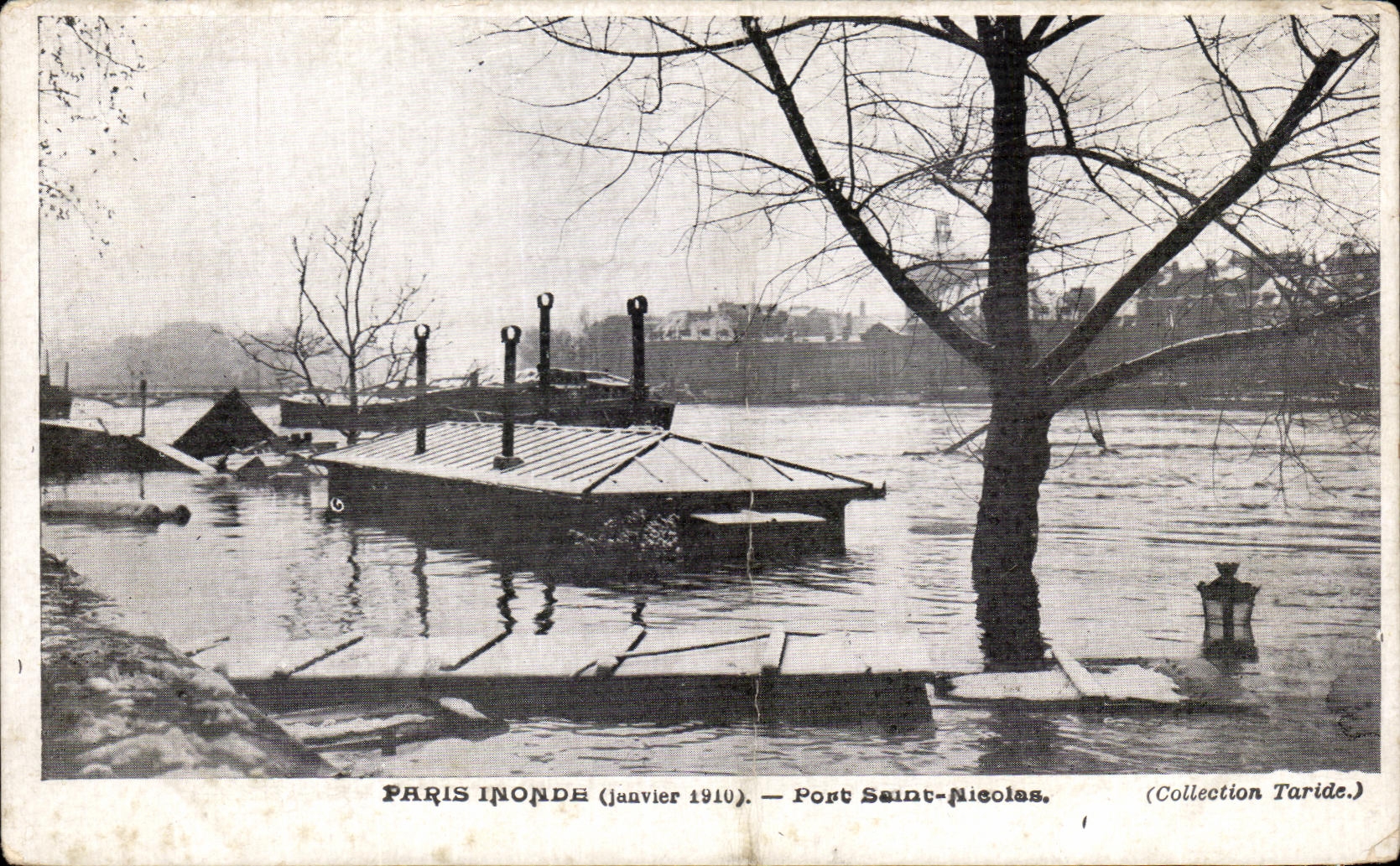 CPA Paris Inonde Pont Saint Nicolas Inondations 1910