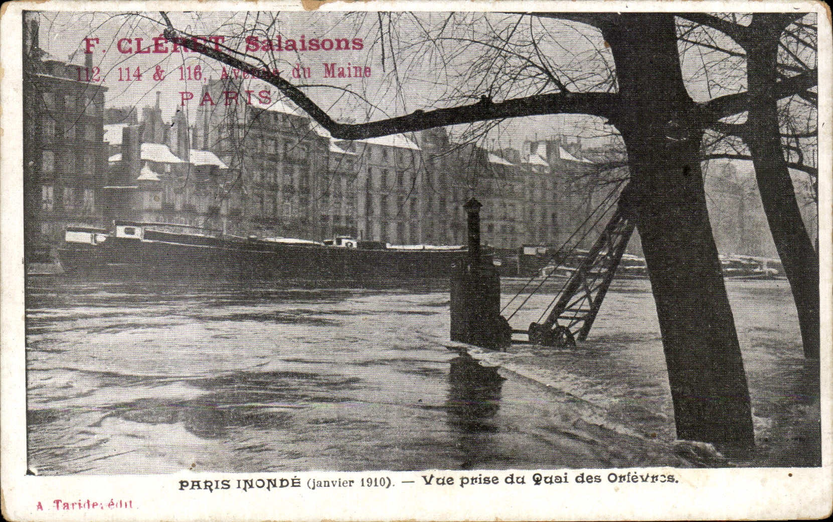 CPA Paris Inonde Vue Paris du Quai des Orfevres Inondations