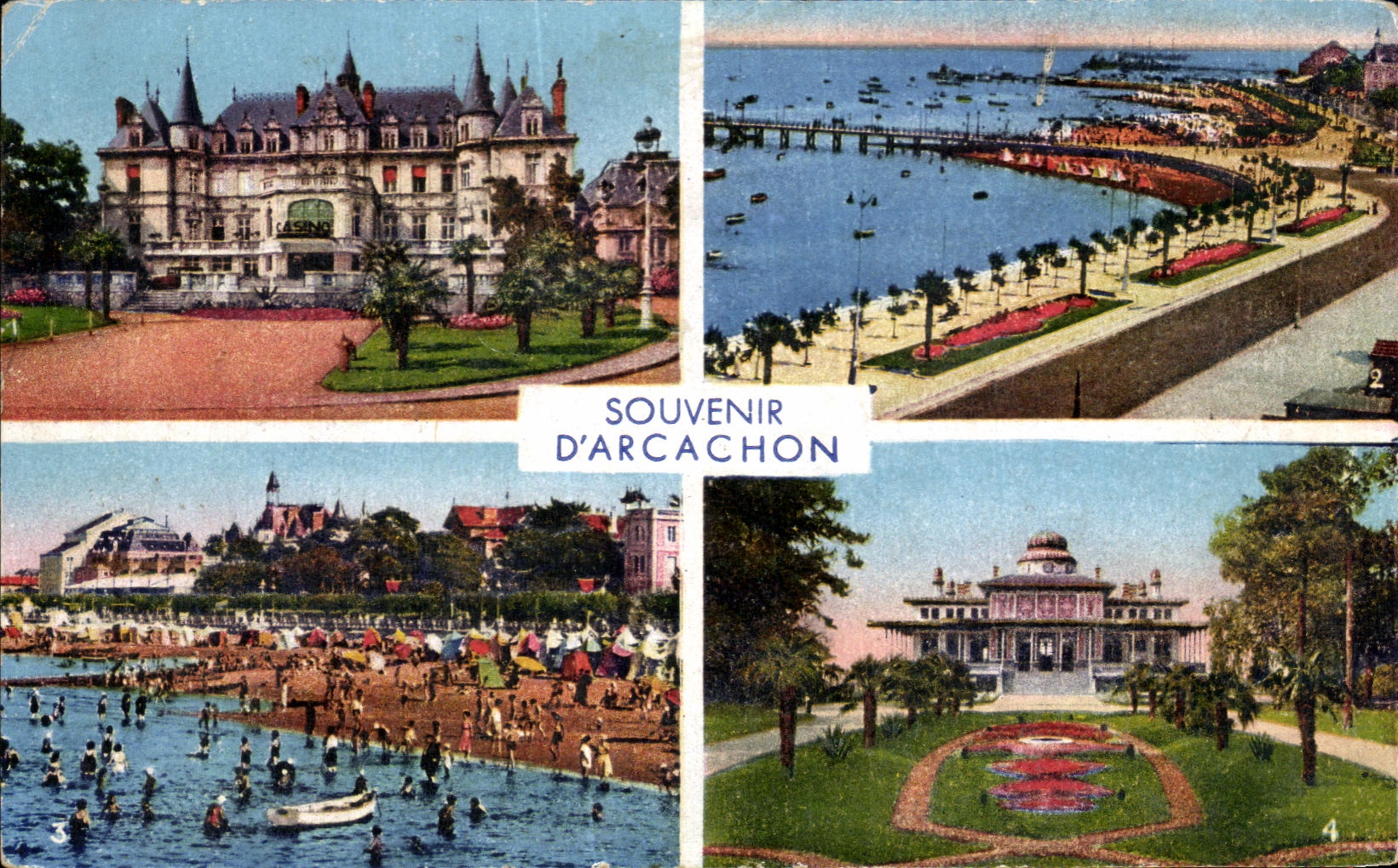 CPA Souvenir D Arcachon Le Casino de la Plage Vue generale Le boulevard promenade La Plage Le Casino mauresque