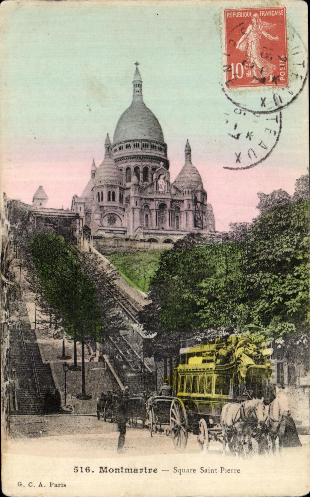 CPA Montmartre square Saint Pierre Paris Caleche Sacre Coeur 