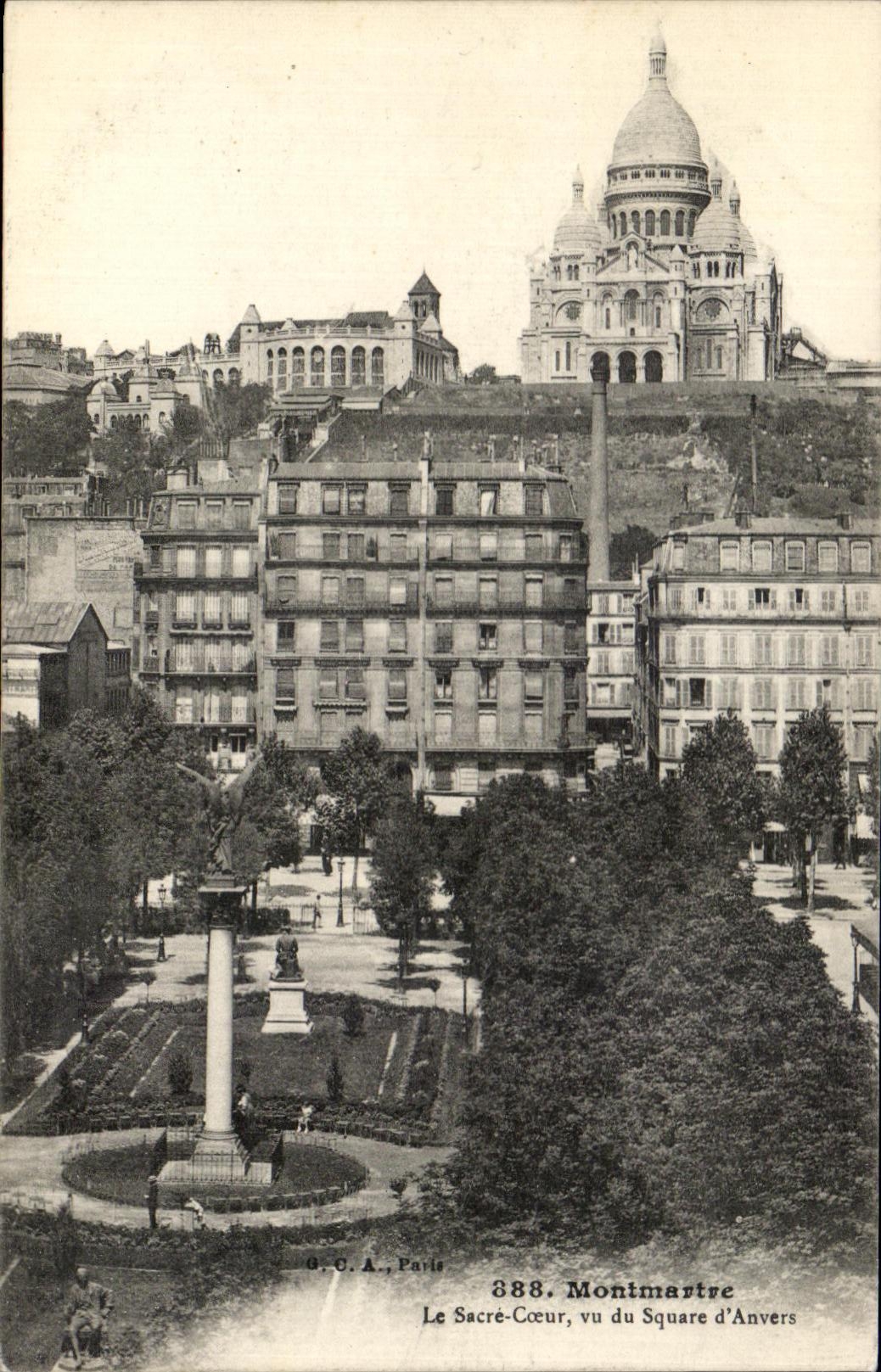 CPA Montmartre Le Sacre Coeur vu du Square d Anvers Paris 