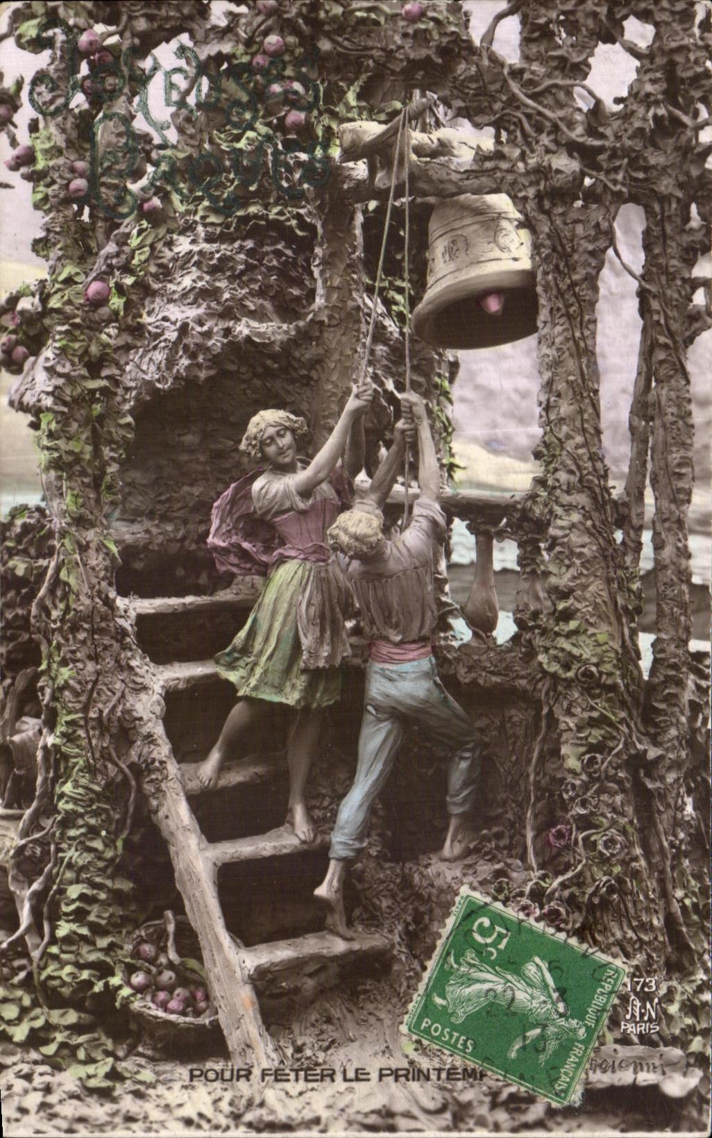 CPA Pour Feter Le Printemps Fantaisie Cloche 