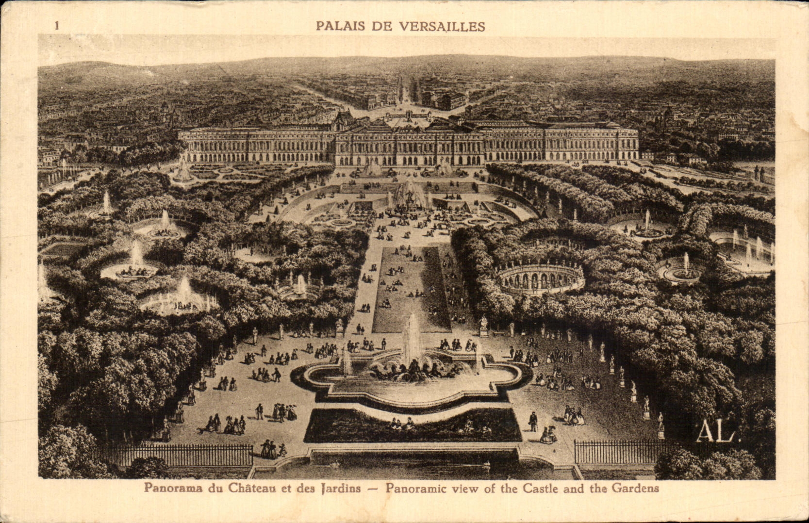 CPA Palais de Versailles Panorama du Chateau et des Jardins Panoramic View of the Castle and the Gardens