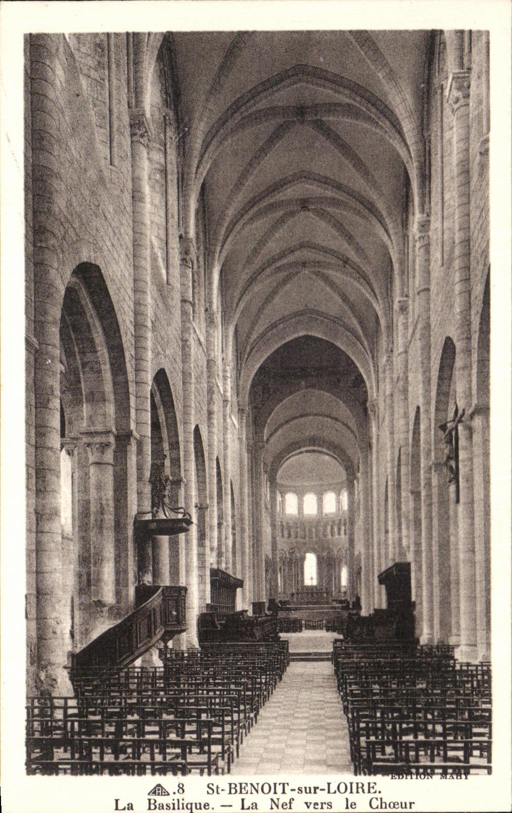 CPA St Benoit on the Loire the Basilica the Nave towards the Chorus