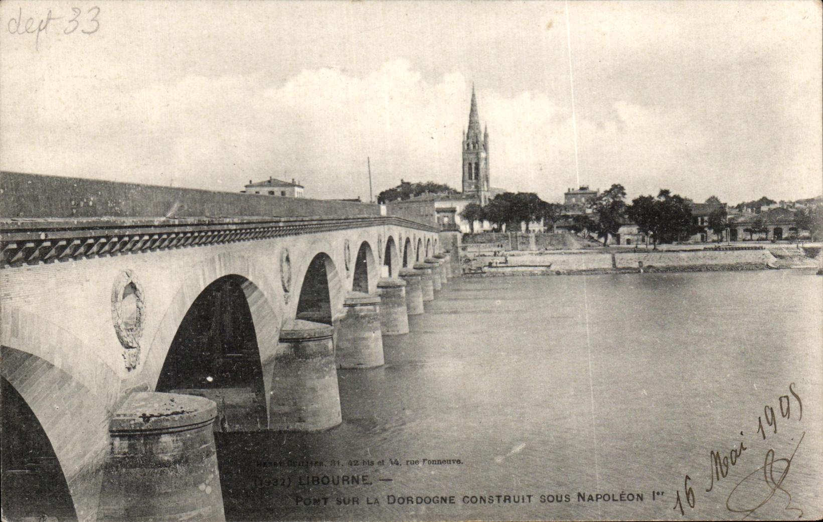 CPA Libourne Pont en las estructuras de Dordogne debajo de Napoleon 1r
