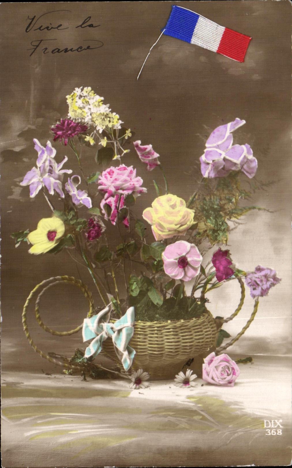La fantasia de CPA florece la bandera de Francia de la bandera