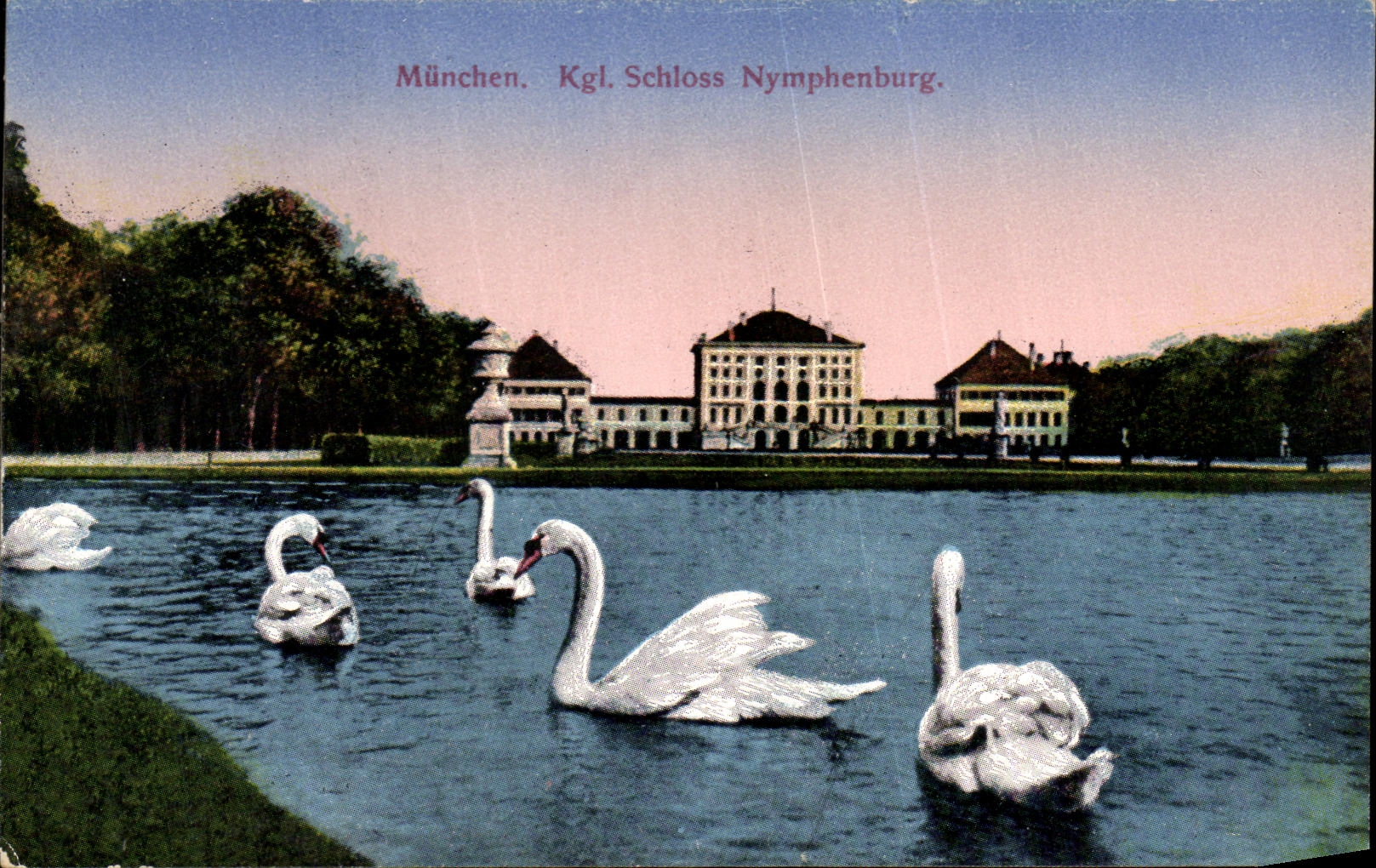CPA Munchen Kgl Schloss Nymphenburg Swan Swan