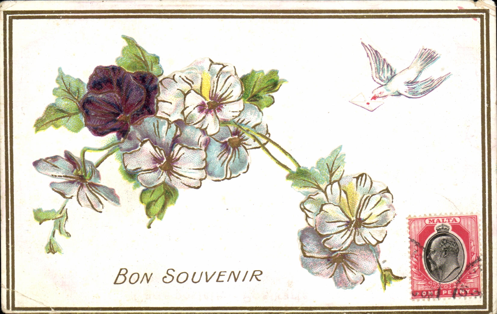 CPA Fantaisie Fleurs Bon Souvenir