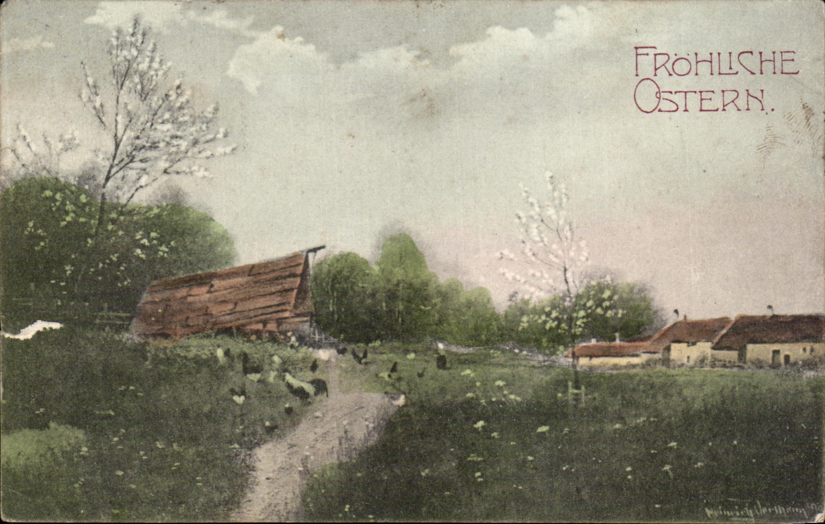 CPA Frohliche ostern Paques Easter