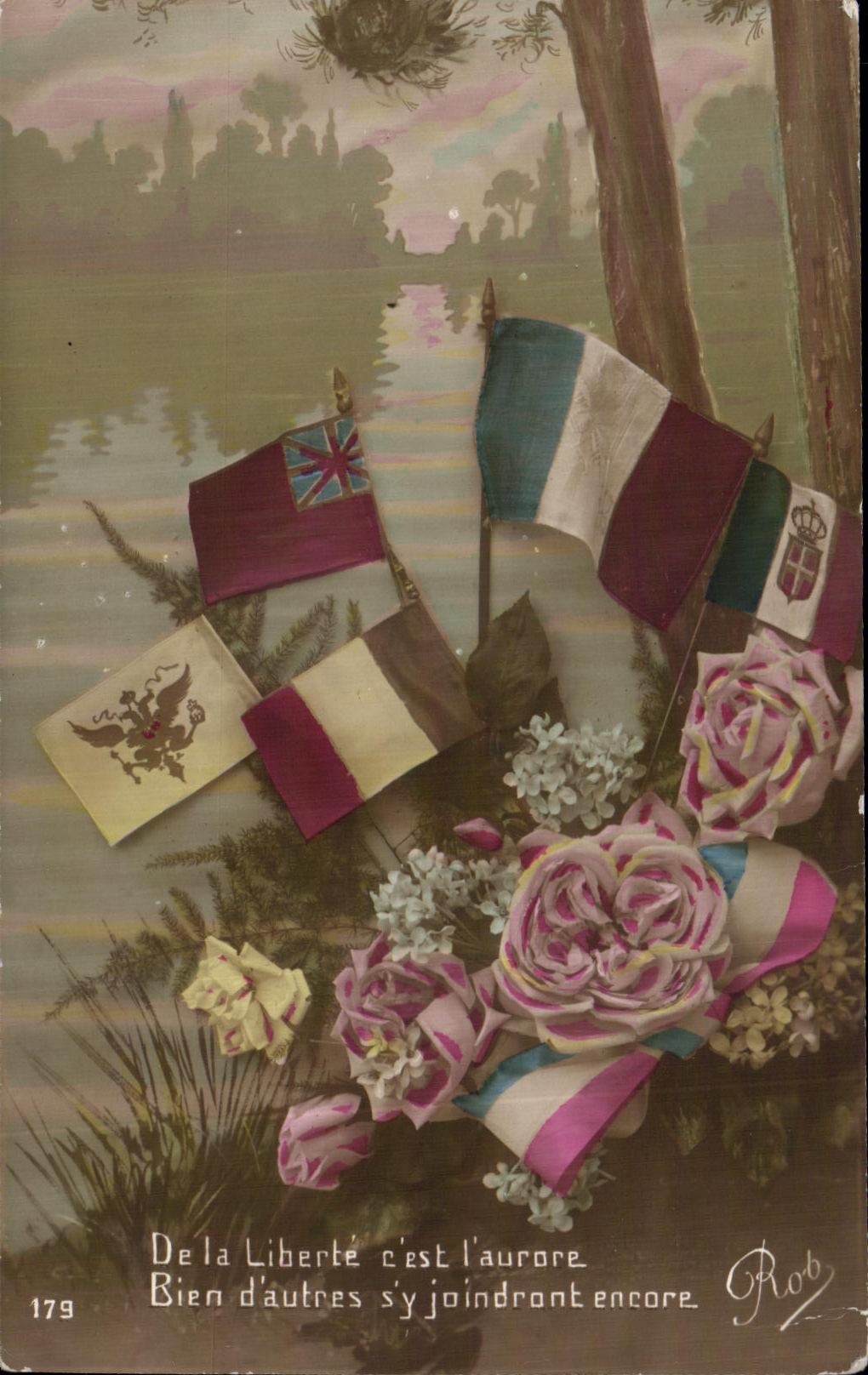 Las flores de la fantasia de CPA de la libertad Cest amanecen las banderas bien de las banderas de los dautres