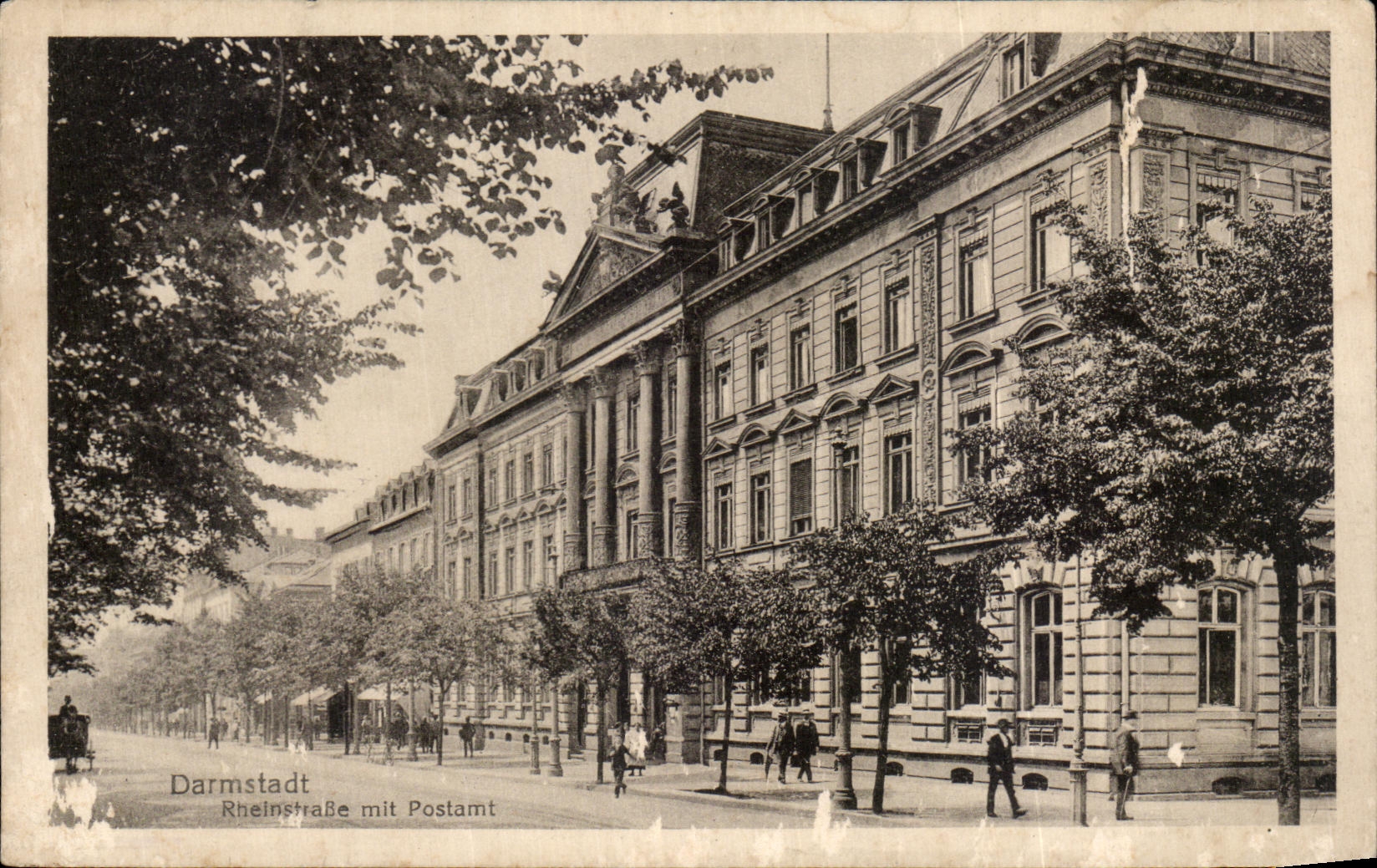 CPA Darmstadt Rheinstrabe mit Postamt