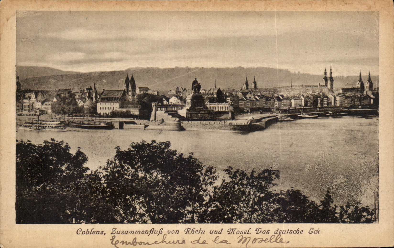 CPA Coblenz Zusammenfluss Von Rhein Und Mosel Das deutsche Eck