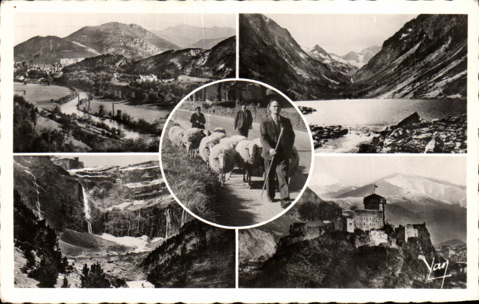 CPA Lourdes La Vallee lac de Gaube Cirque et hotel Le chateau fort 