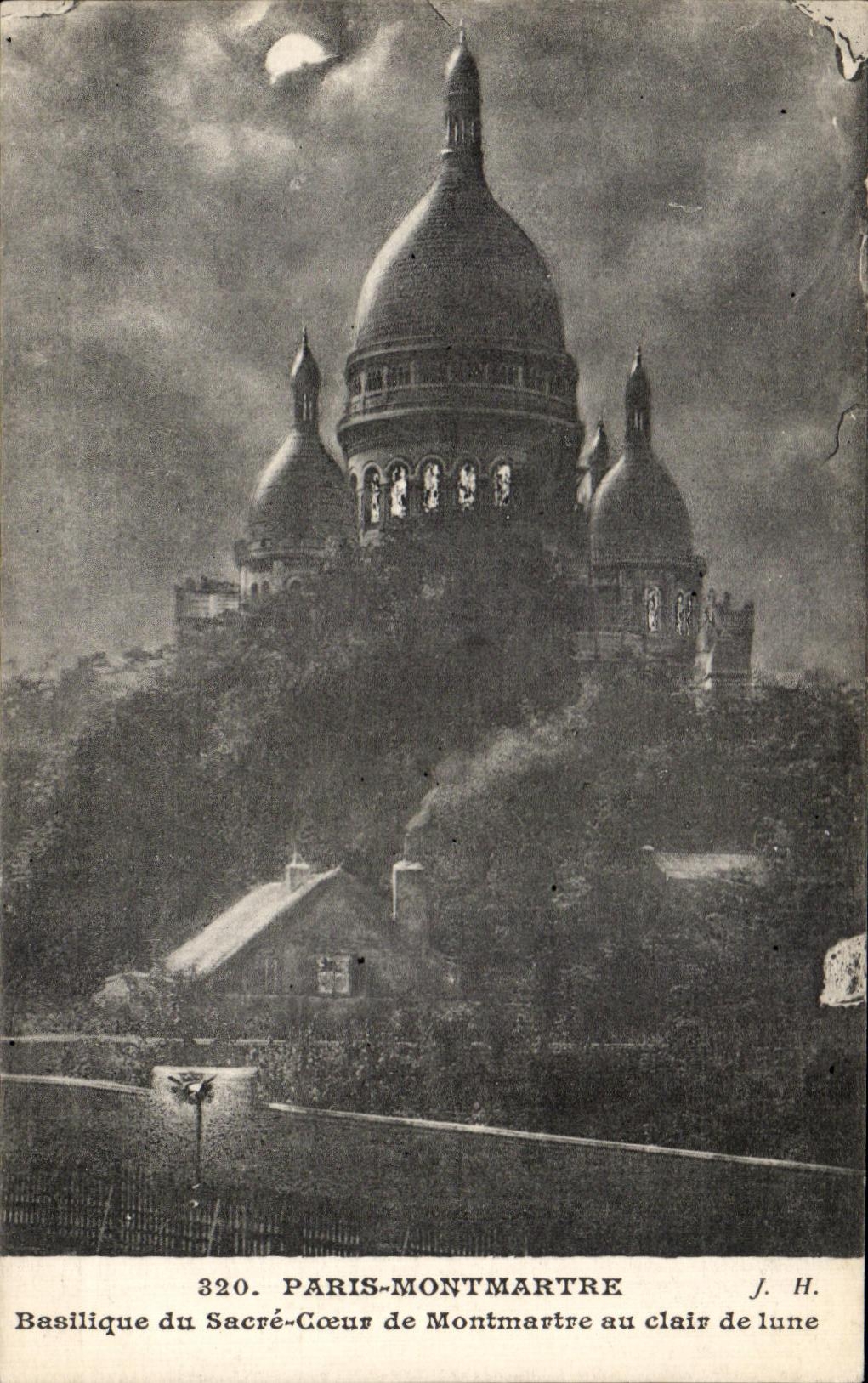 CPA Paris Montmartre Basilique du Sacre Coeur de Montmartre au Claire de lune