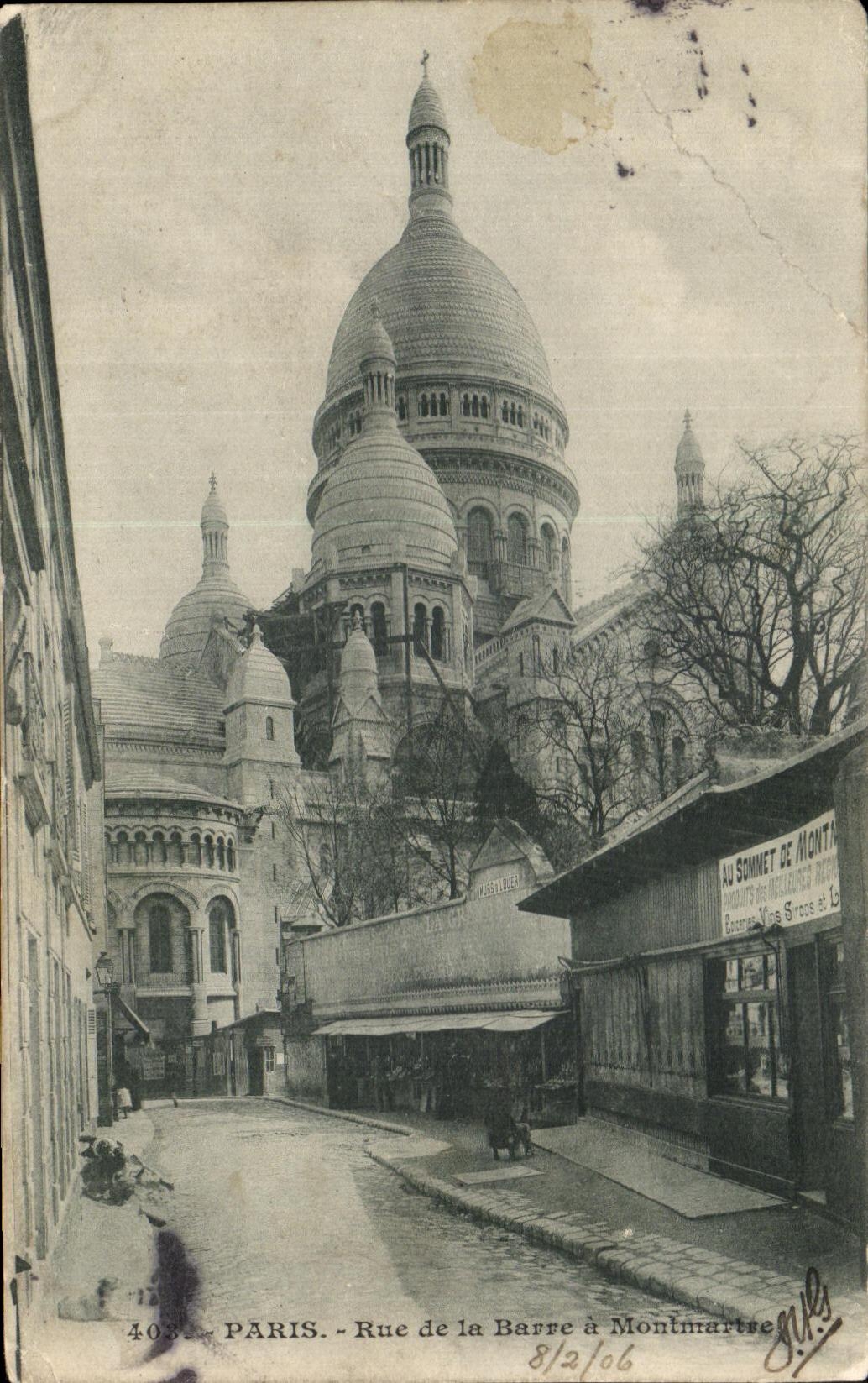 CPA Paris Rue De La Barre A Montmartre Sacre Coeur