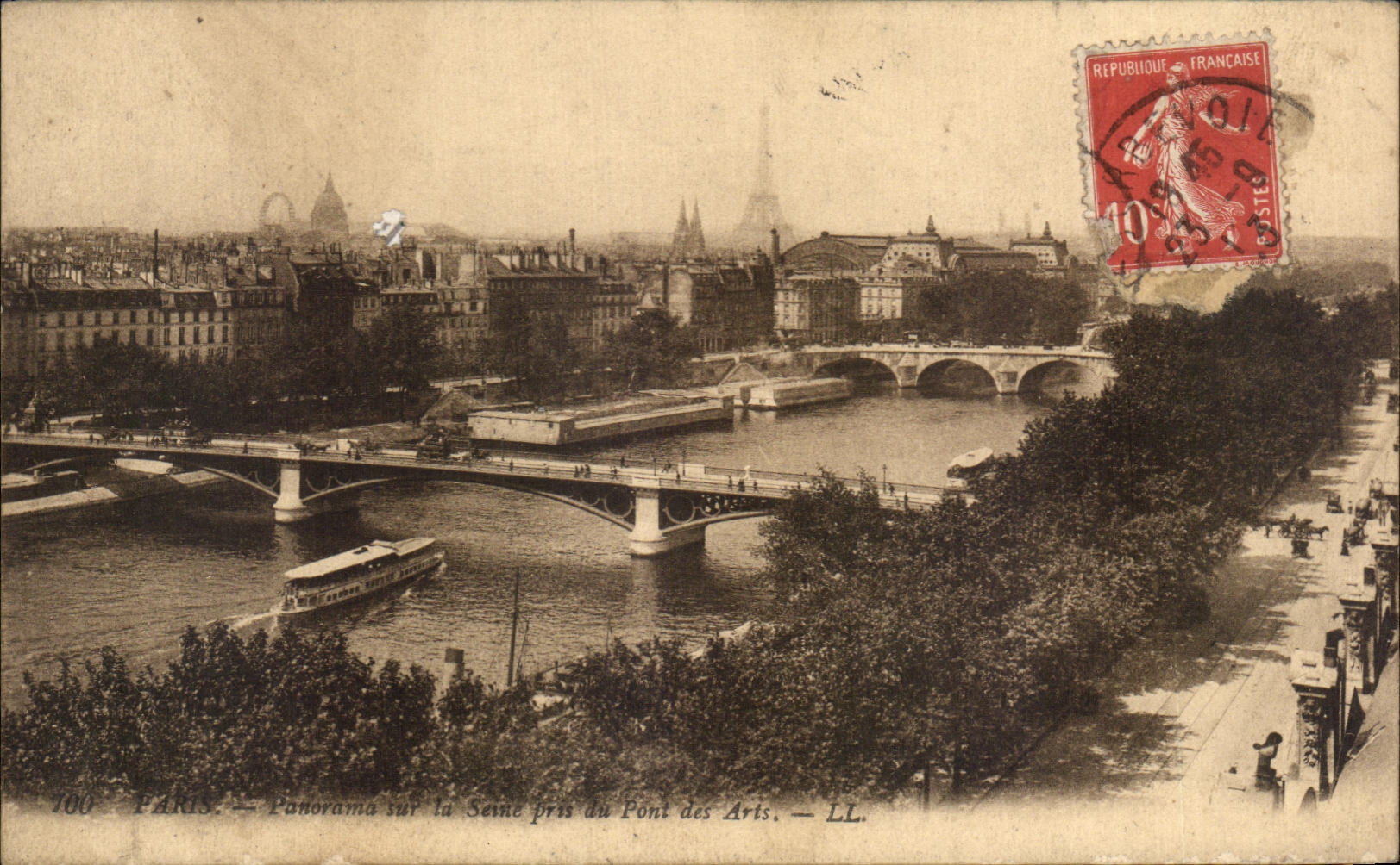 CPA Paris Panorama Sur La Seine Pris Du Pont Des Arts Tour Eiffel