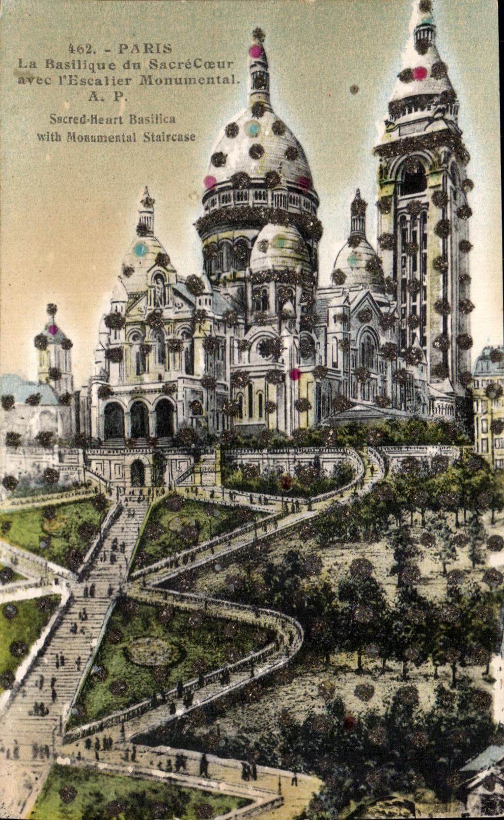 CPA Paris La Basilique Du Sacre Coeur Avec l'Escalier Monumental Montmartre