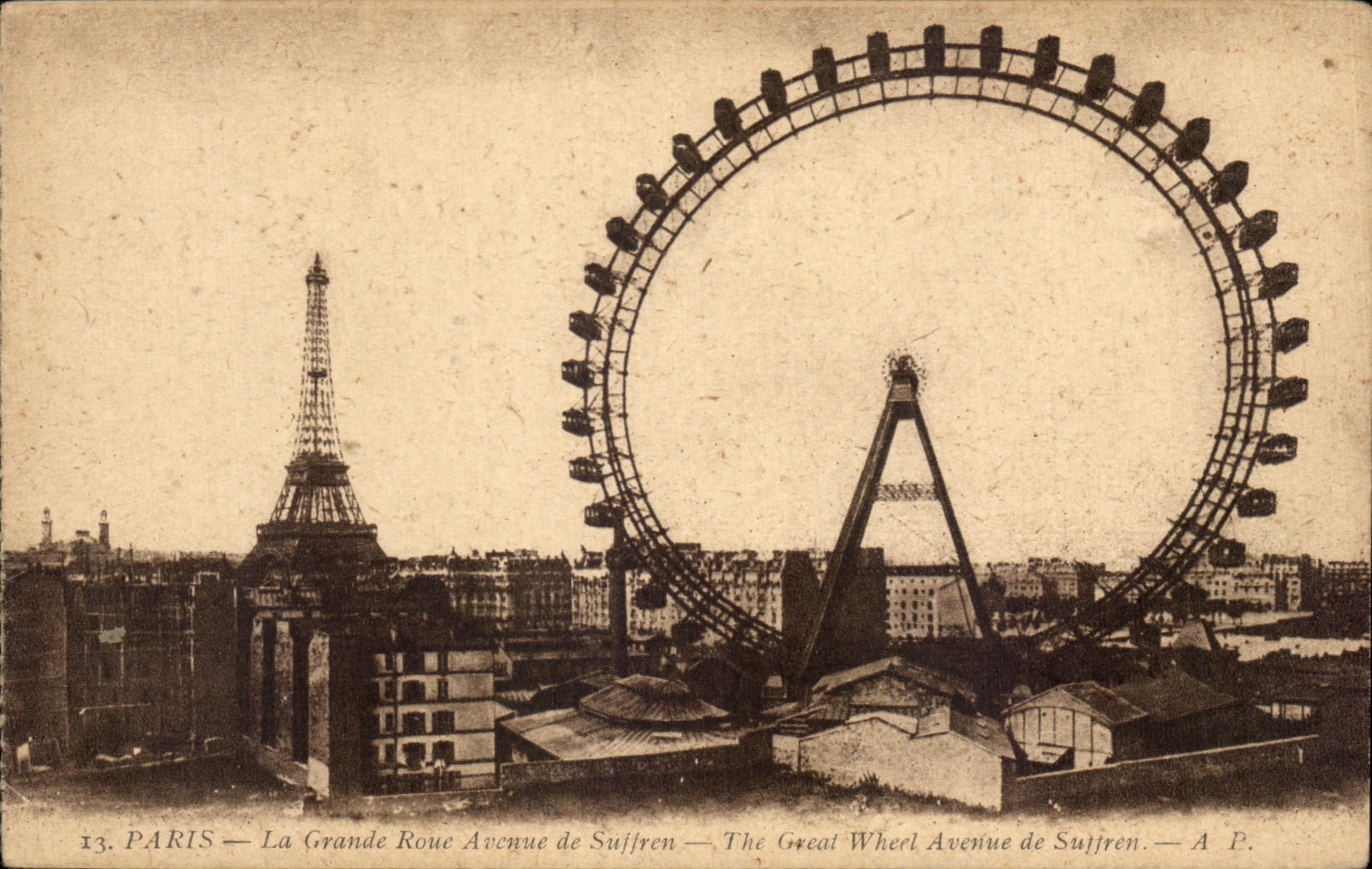 CPA Paris La Grande Roue Avenue de Suffren Tour Eiffel 