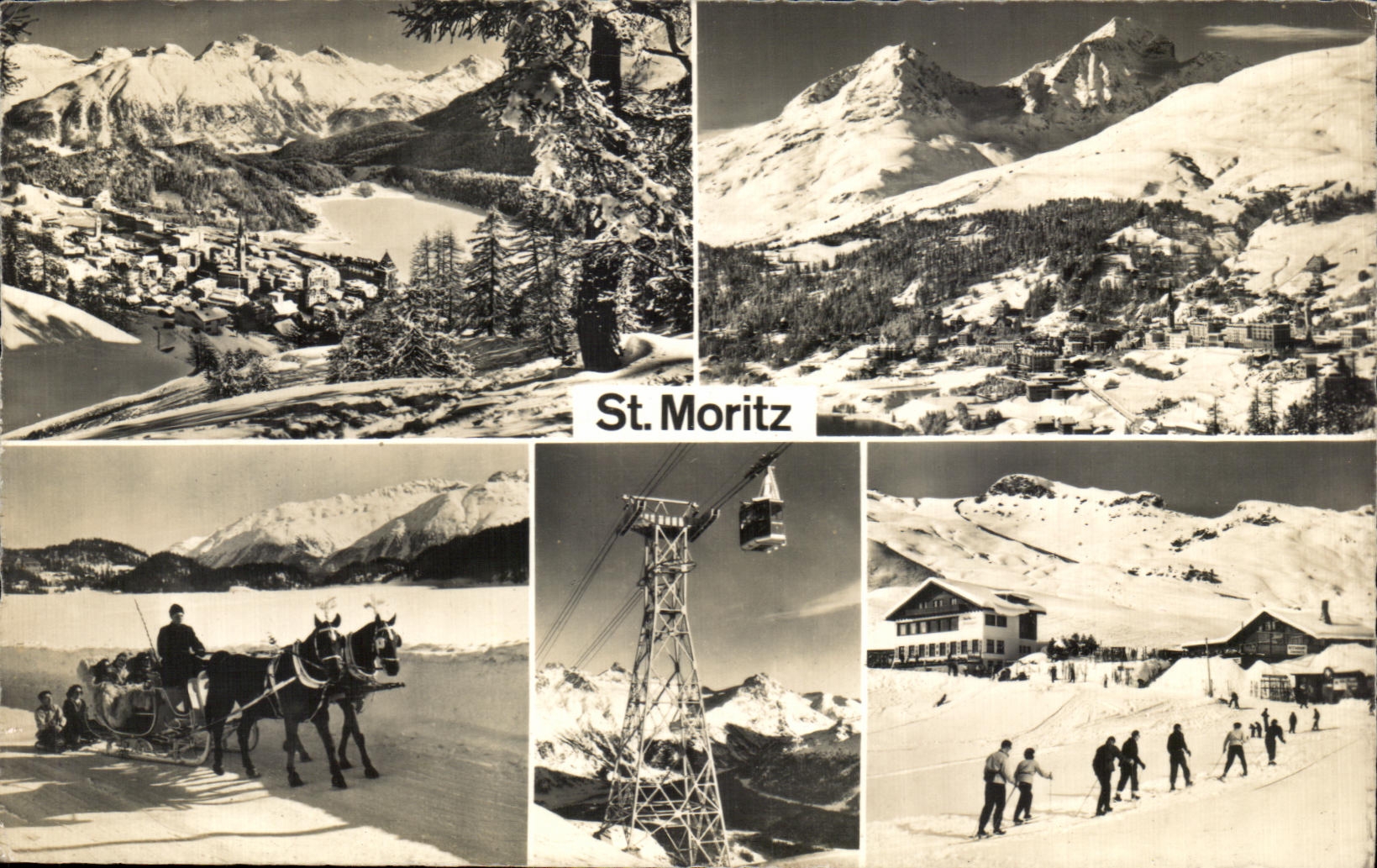 CPA St Moritz Traineau Cheval Horse Ski