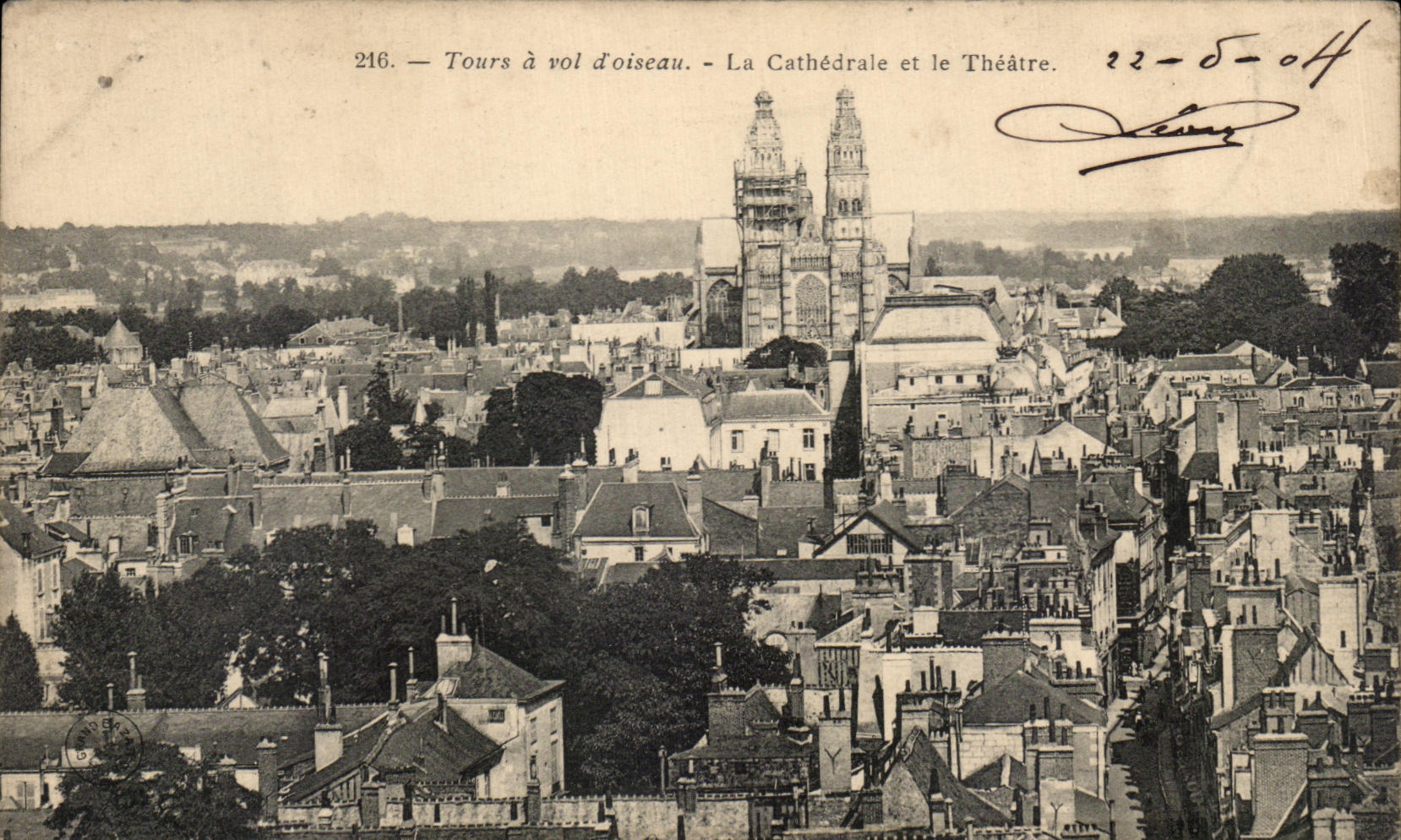 CPA Tours a Vol D'Oiseau La Cathedrale Et Le Theatre