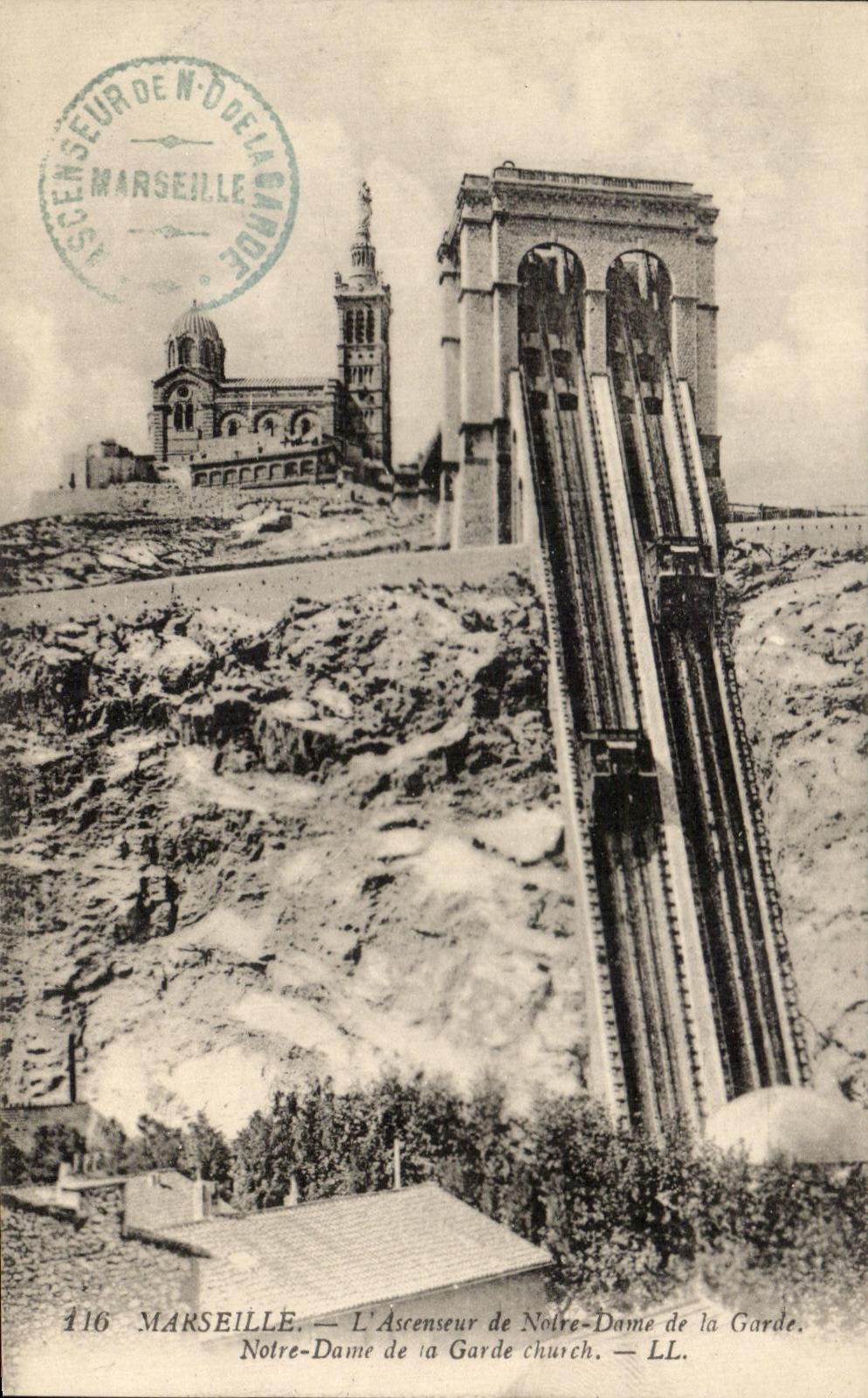 CPA Marseille L'Ascenseur de Notre Dame de la Garde Notre Dame de la Garde