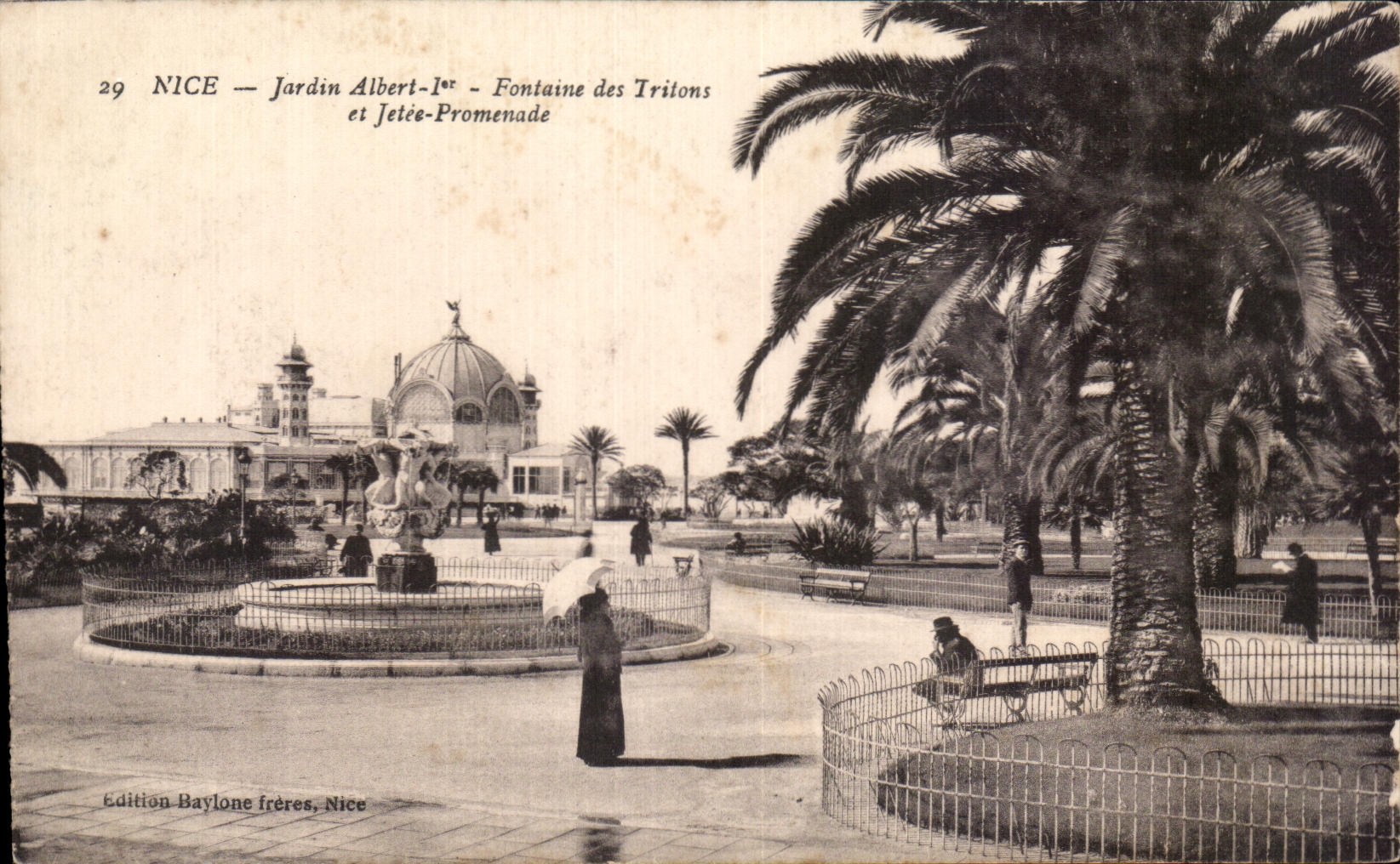 CPA Nice Le Jardin Albert 1er fontaine Des Tritons Et Jetee Promenade