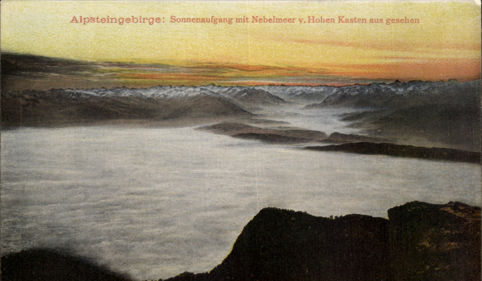 CPA Alpsteingebirge Sonnenaufgang mit Nebelmeer