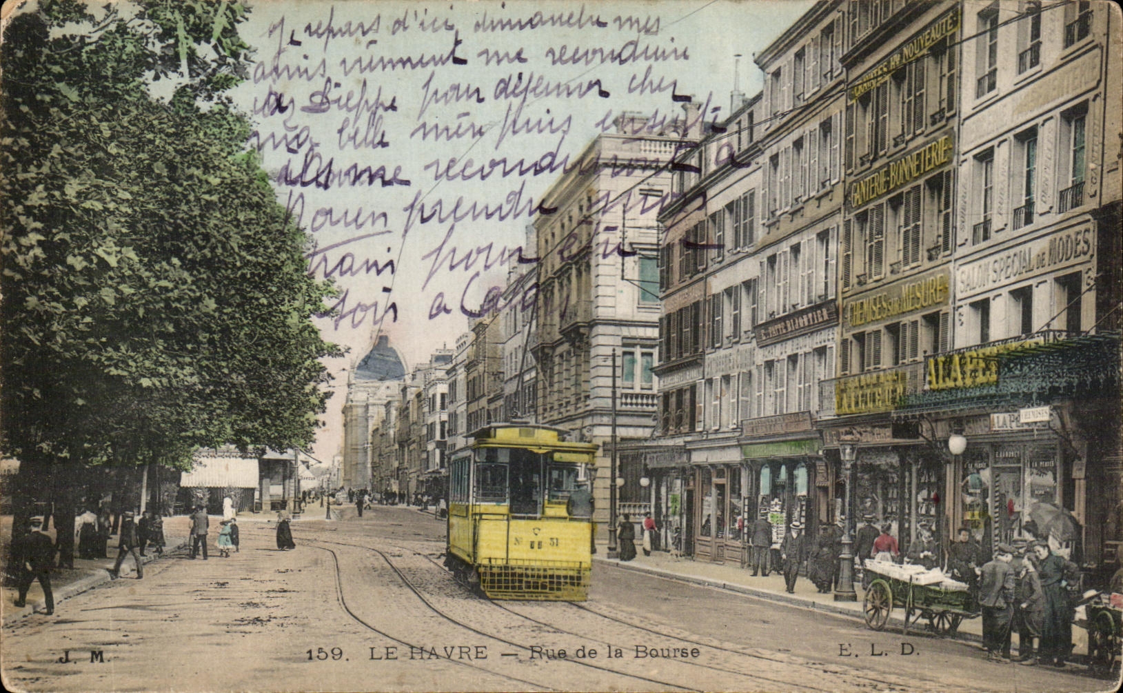 CPA Le Havre Rue de la Bourse Tramway Enfants