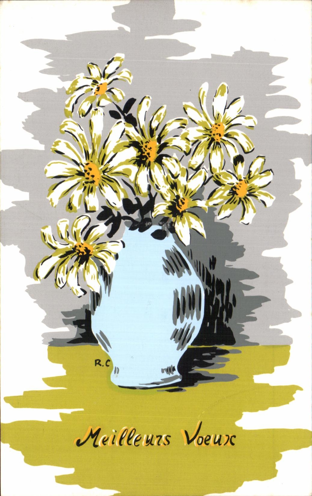 CPSM Meillevrs Voeux Fleurs